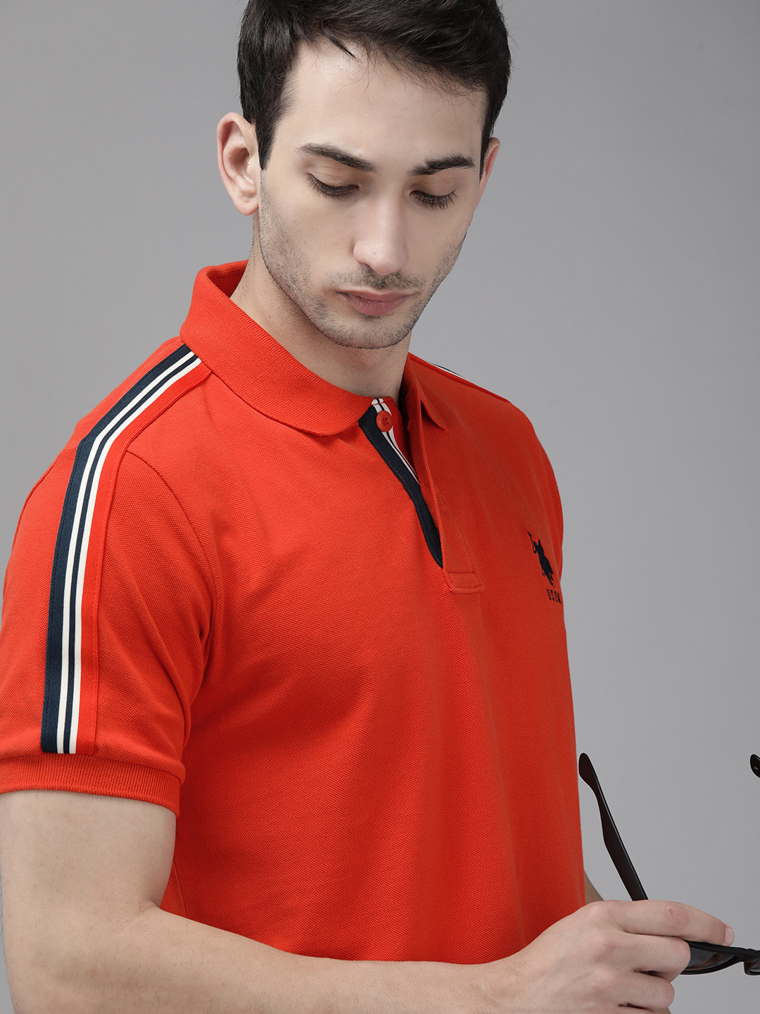 

U.S. Polo Assn. Men Red Slim Fit Pure Cotton T-shirt