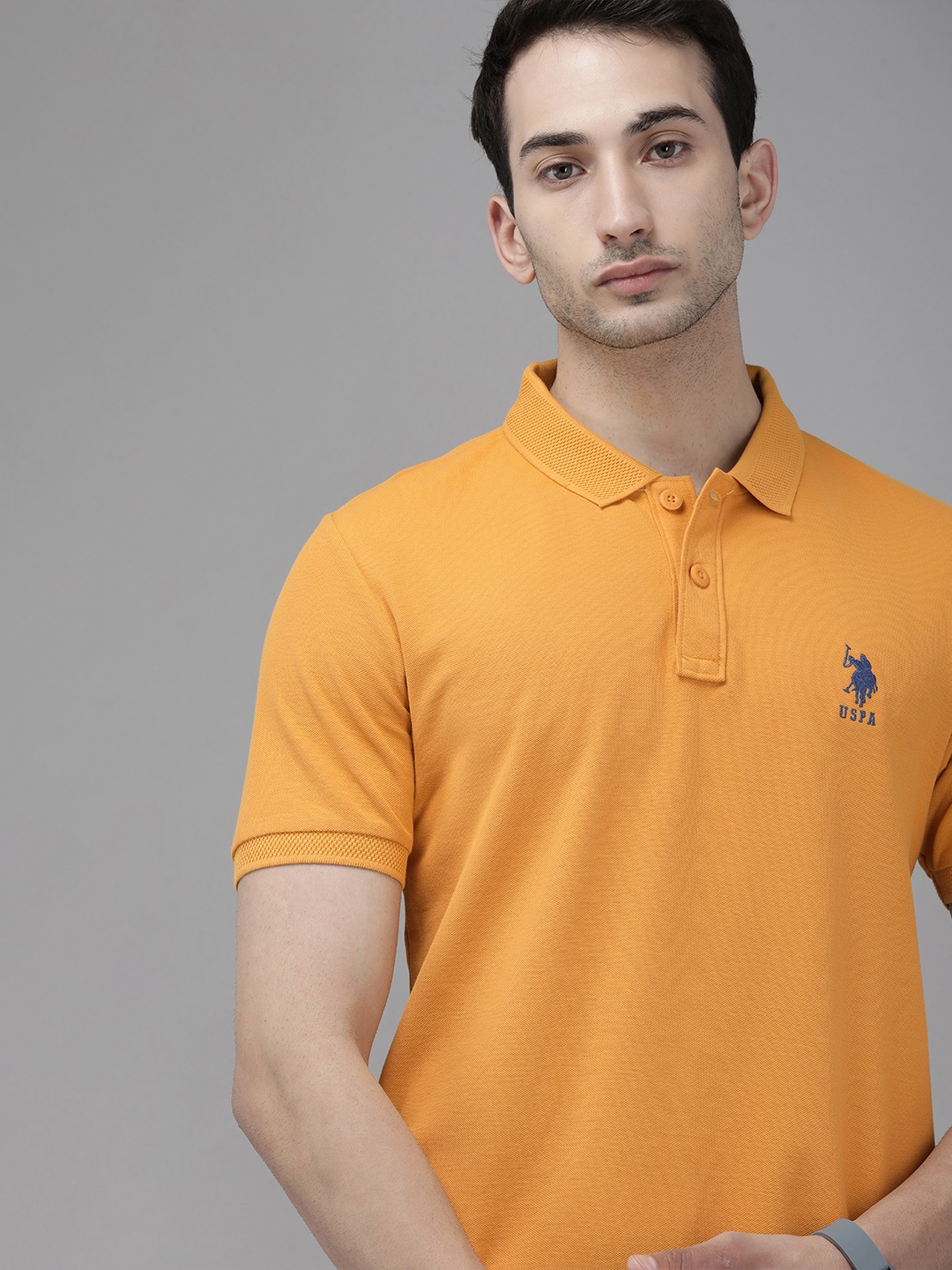 

U.S. Polo Assn. Men Orange Slim Fit Pure Cotton T-shirt