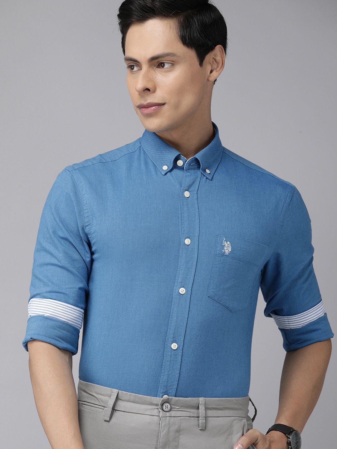

U S Polo Assn Men Blue Tailored Fit Formal Shirt