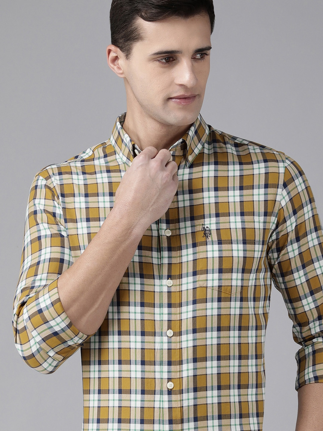 

U S Polo Assn Men Multicoloured Tailored Fit Checked Pure Cotton Casual Shirt, Multi