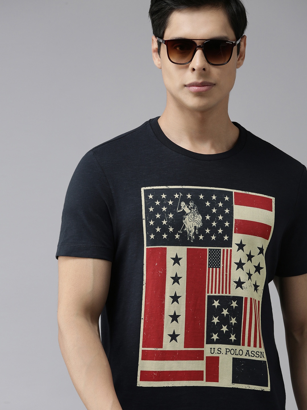 

U S Polo Assn Denim Co Men Navy Blue Printed T-shirt