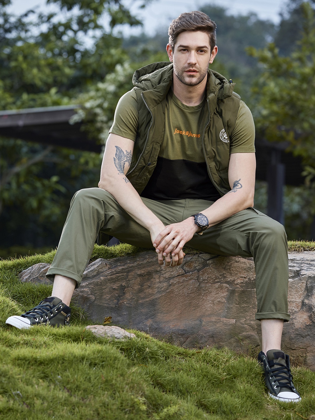 

U S Polo Assn Denim Co Men Olive Green Slim Fit Cargo Trousers