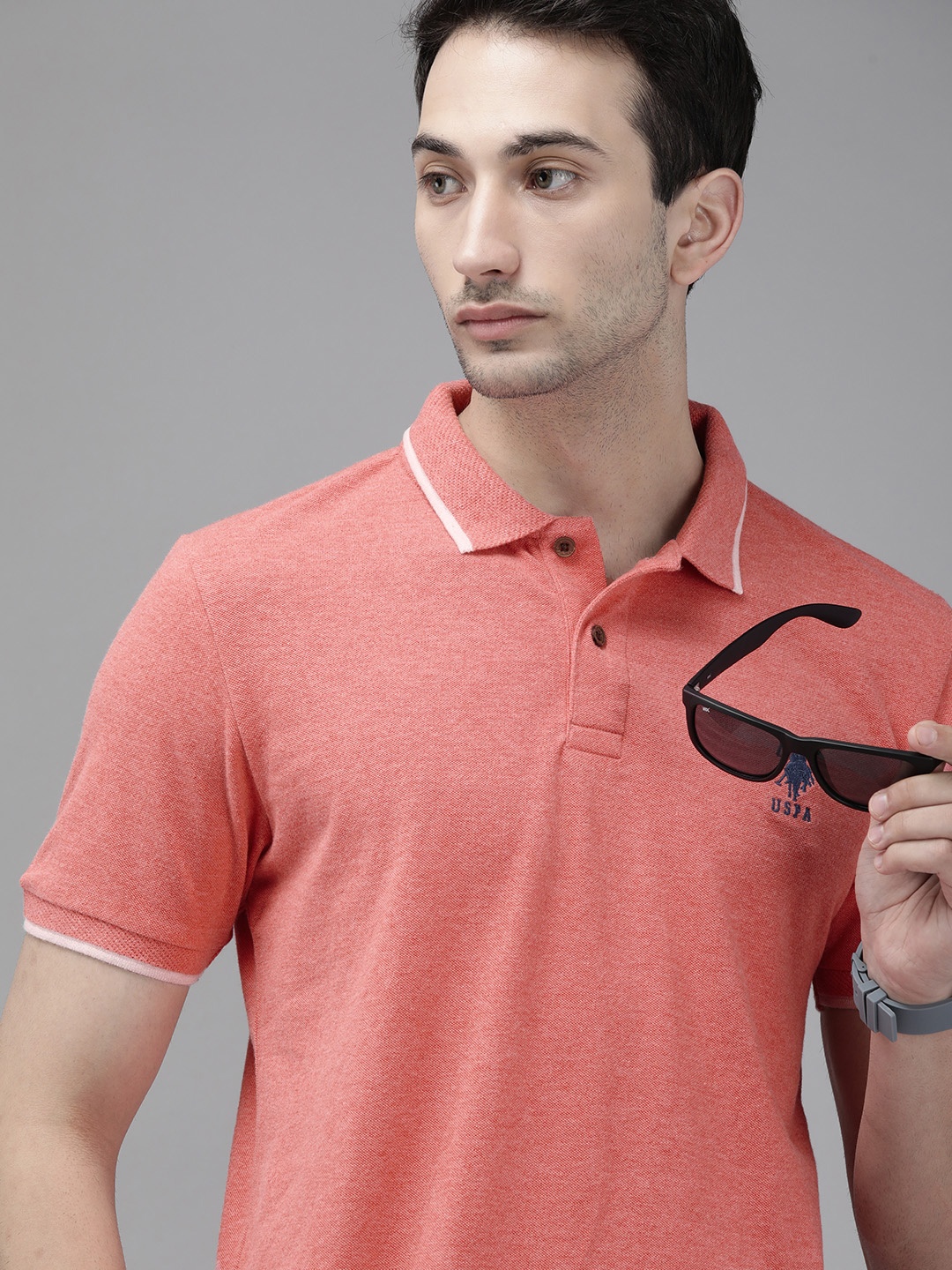 

U S Polo Assn Men Red Slim Fit Organic Cotton T-shirt
