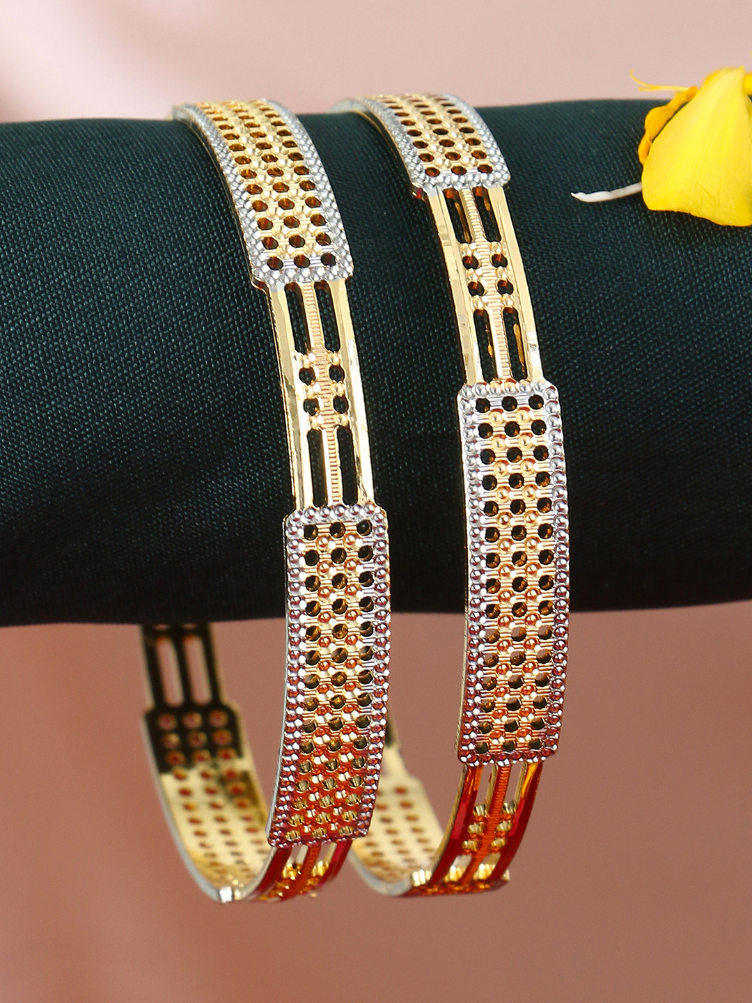 

Adwitiya Collection Women Set of 2 24CT Gold-Plated Handcrafted Bangles