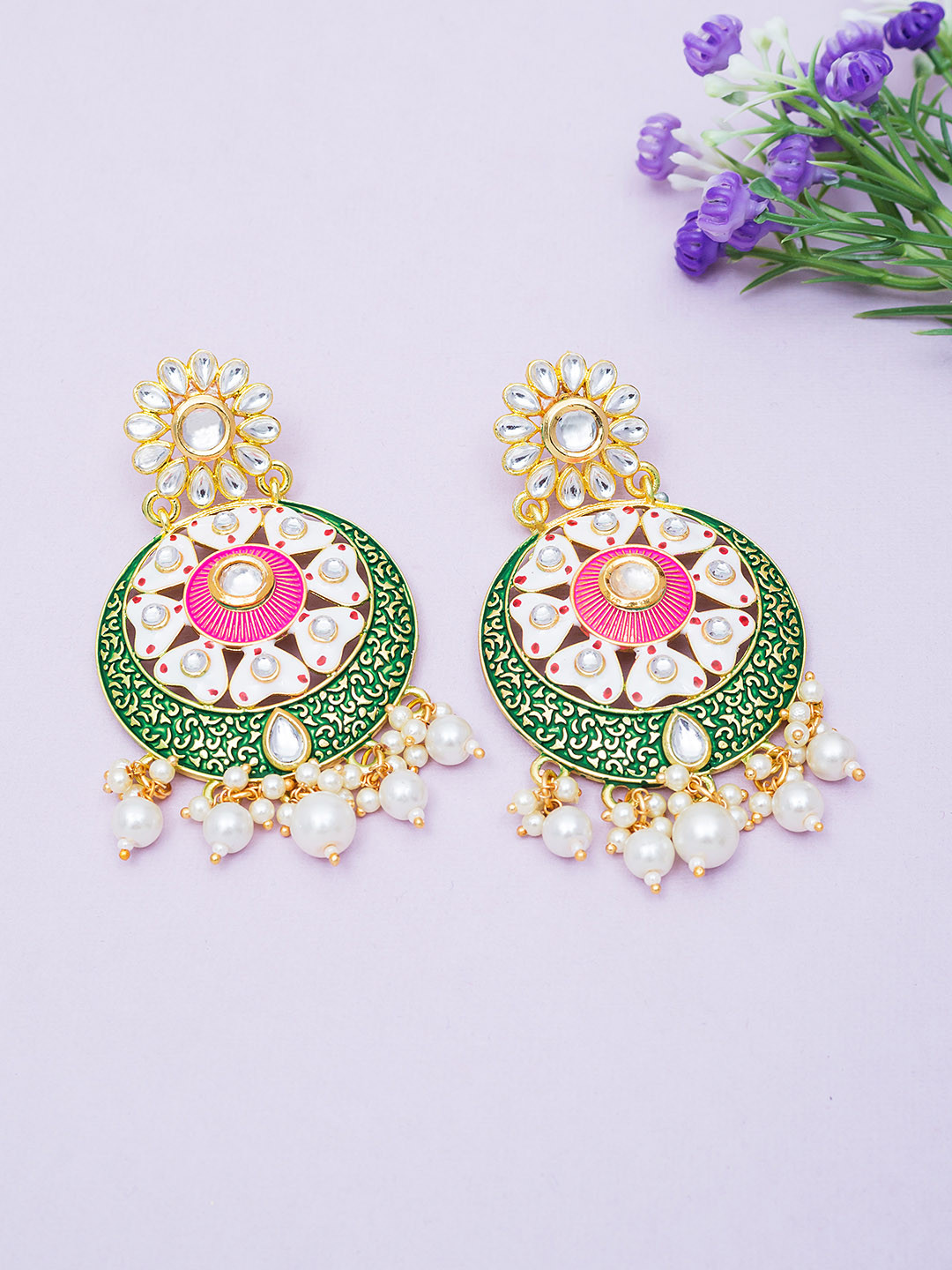 

Golden Peacock Multicoloured Contemporary Drop Earrings, Multi