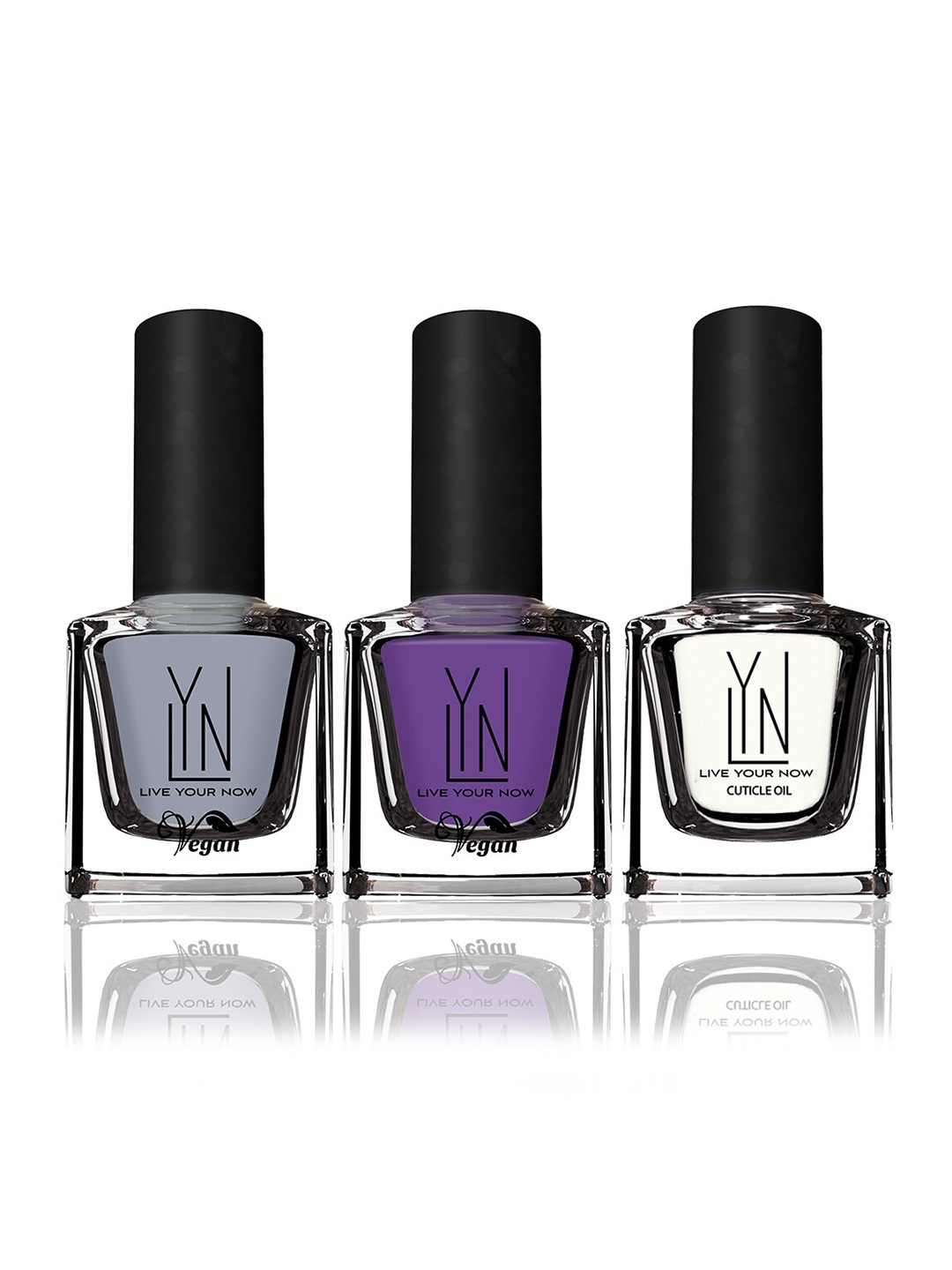 

LYN LIVE YOUR NOW Set of 2 Fast Dry Non Toxic Nail Polish & 1 Cuticle Oil, Grey