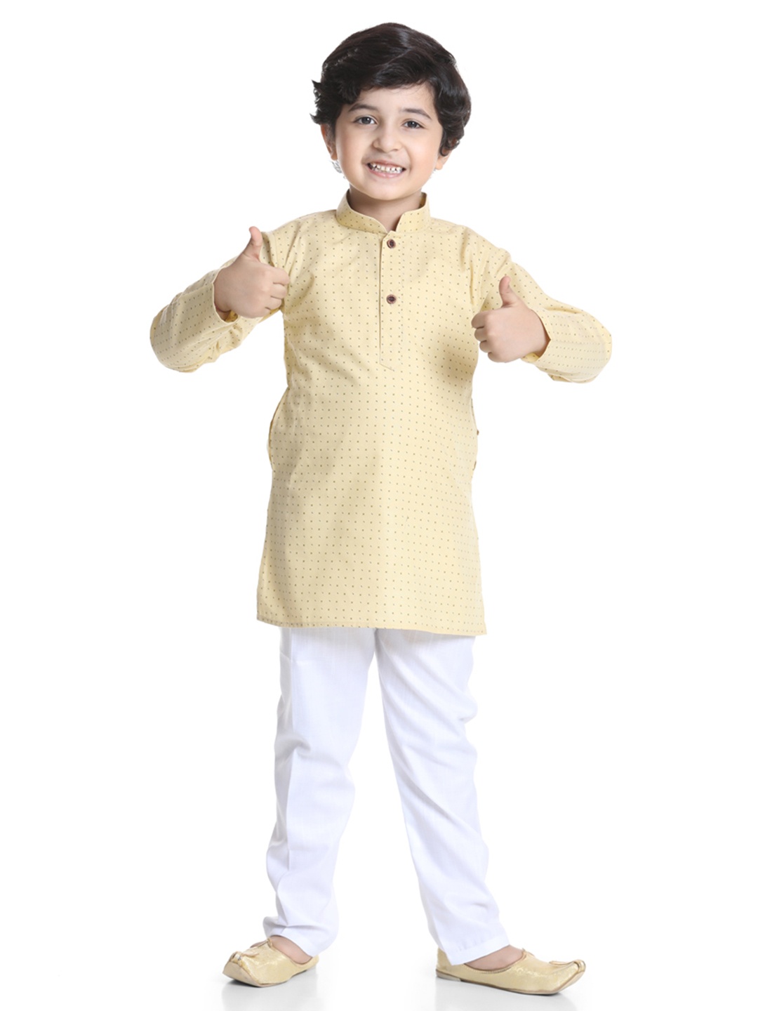 

Kidling Boys Beige Printed Pure Cotton Kurta with Pyjamas