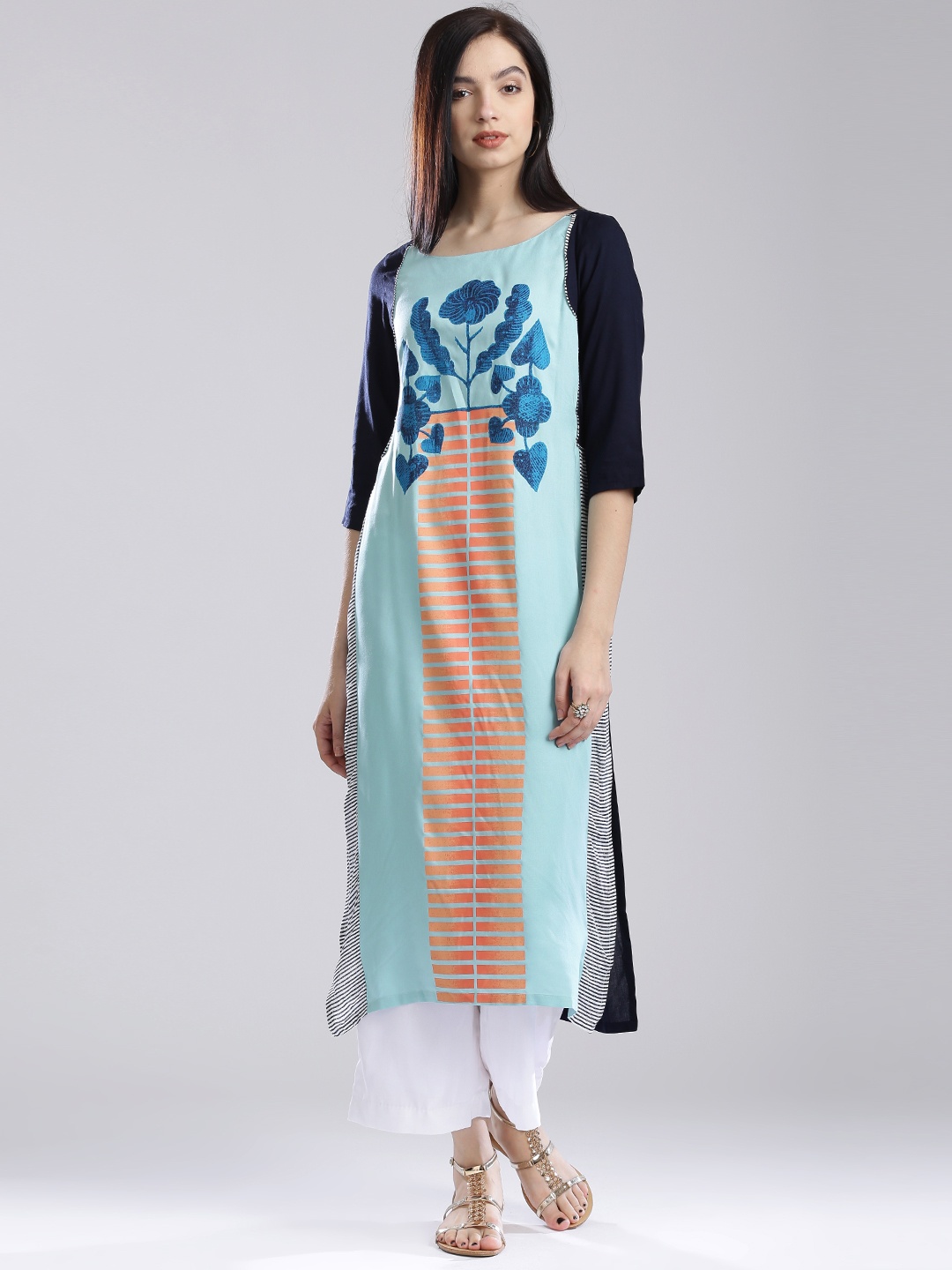 

W Women Blue Printed Kurta