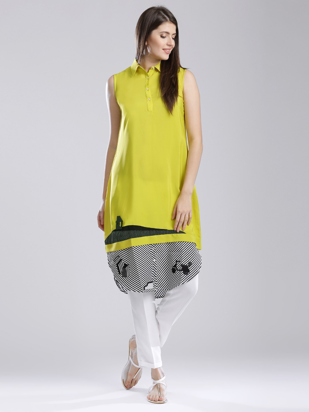 

W Women Lime Green A-Line Kurta