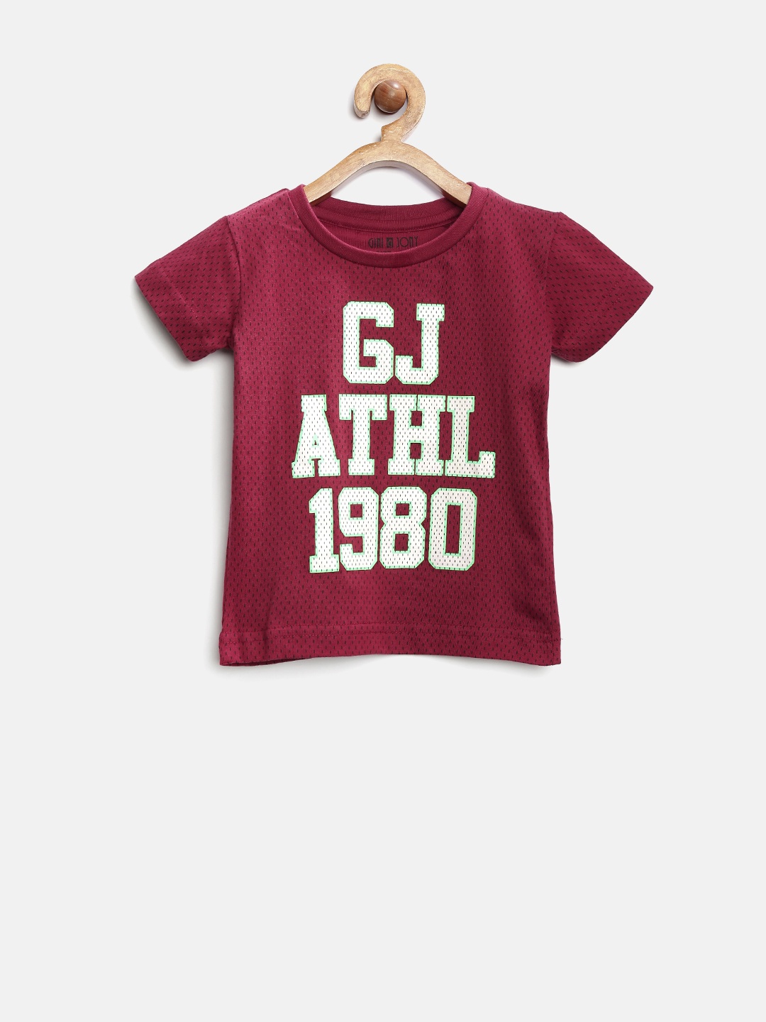 

Gini and Jony Boys Maroon Printed T-shirt
