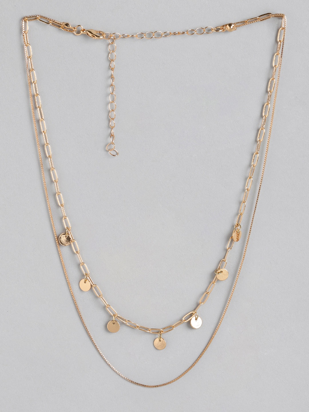 

DressBerry Gold-Toned Coin Studded Layered Link Necklace