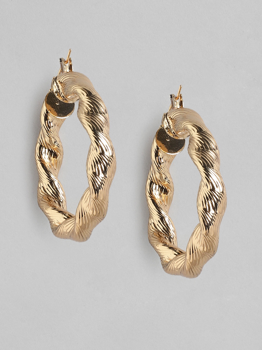 

DressBerry Gold-Plated Hammered Twisted Hoop Earrings