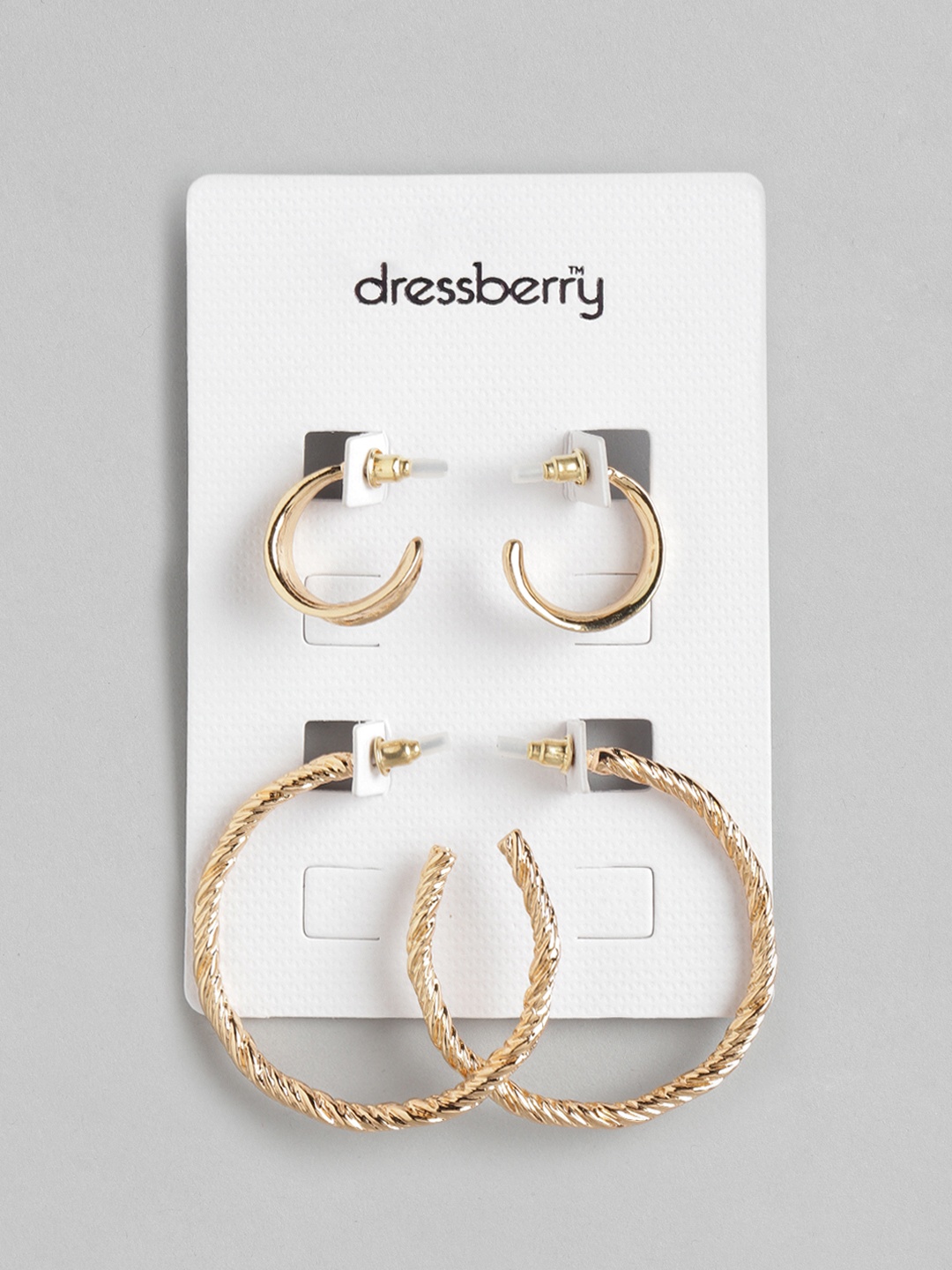 

DressBerry Set of 2 Gold-Plated Crescent Shaped Half Hoop Earrings
