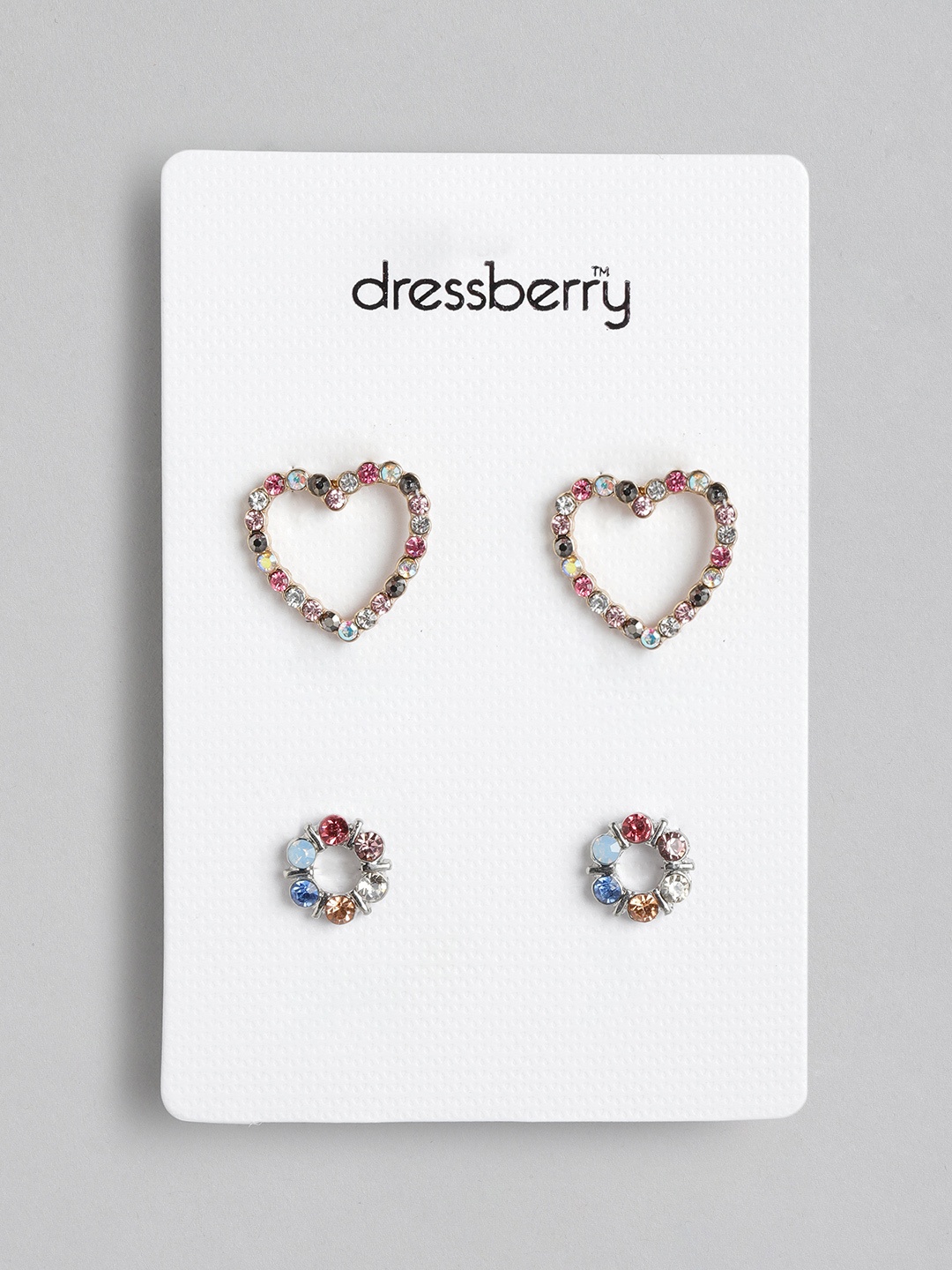 

DressBerry Set of 2 Multicoloured Stone Studded Earrings, Multi