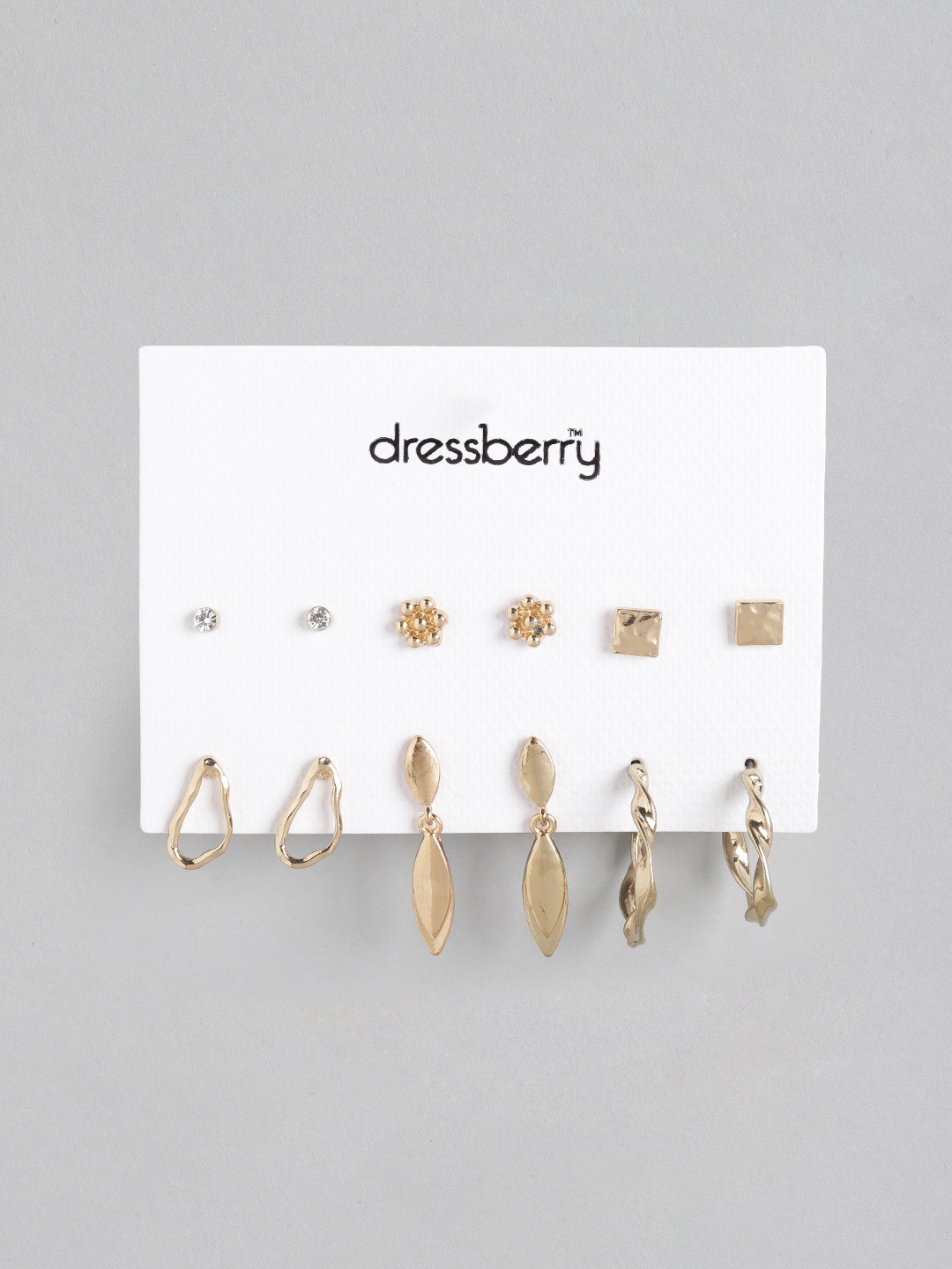 

DressBerry Set of 6 Gold-Plated Earrings