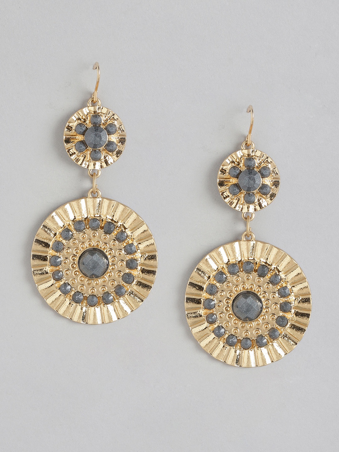 

Anouk Grey Gold-Plated Beaded Circular Drop Earrings