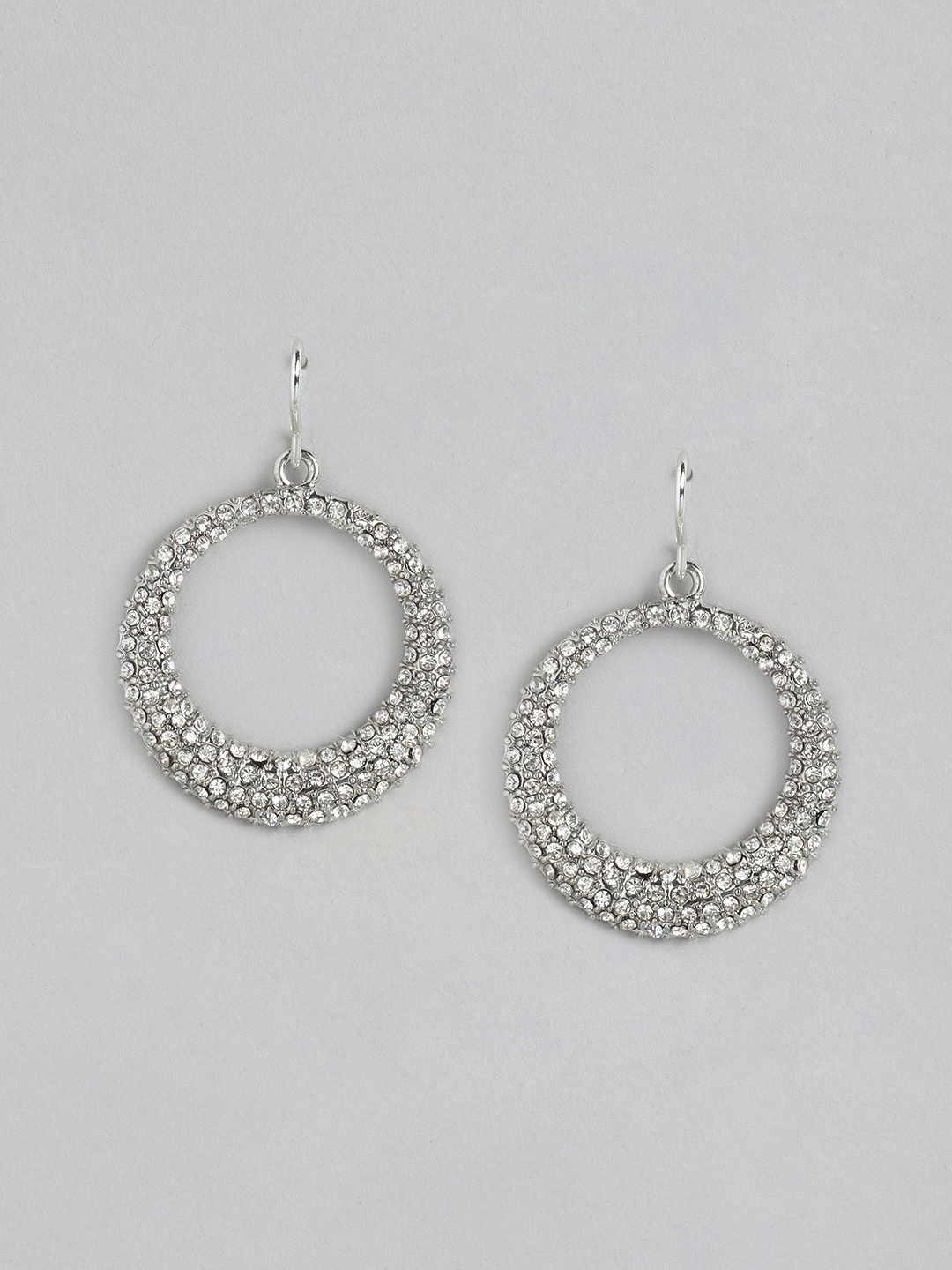 

DressBerry Silver-Plated Stone Studded Drop Earrings