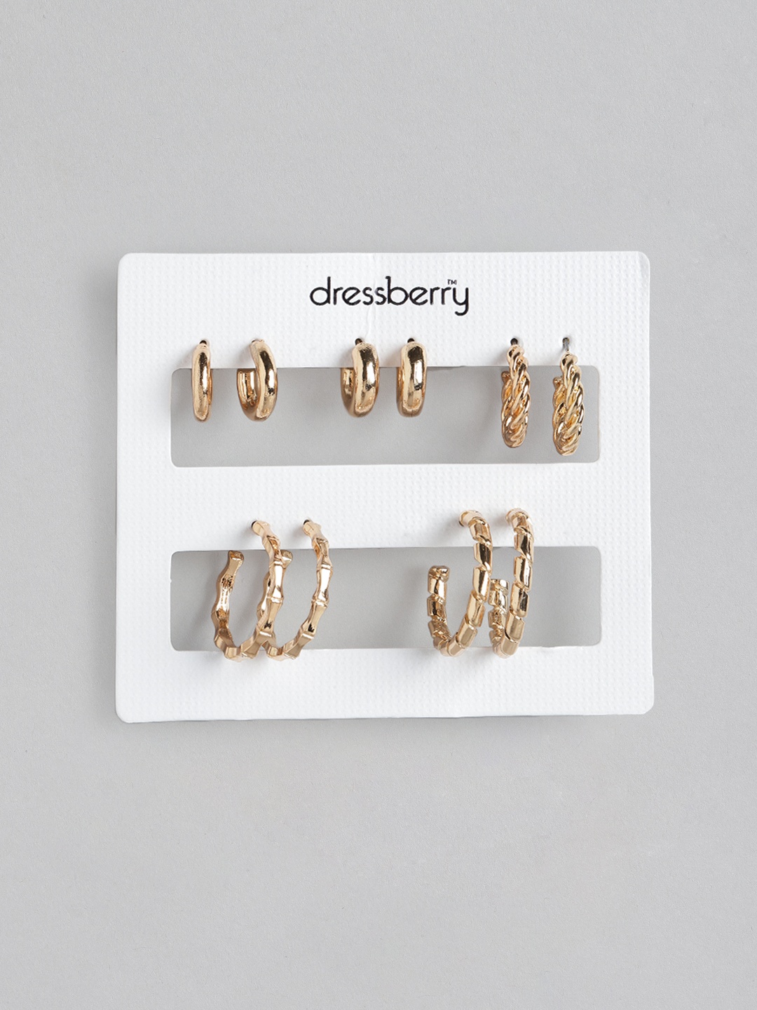 

DressBerry Set of 5 Gold-Toned Half Hoop Earrings