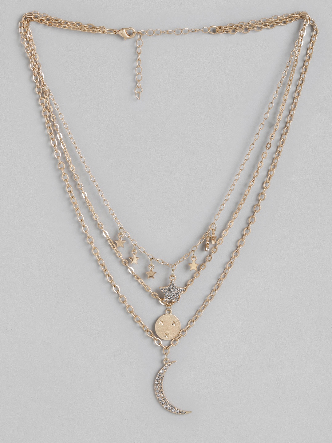 

DressBerry Gold-Toned Stone-Studded Layered Necklace