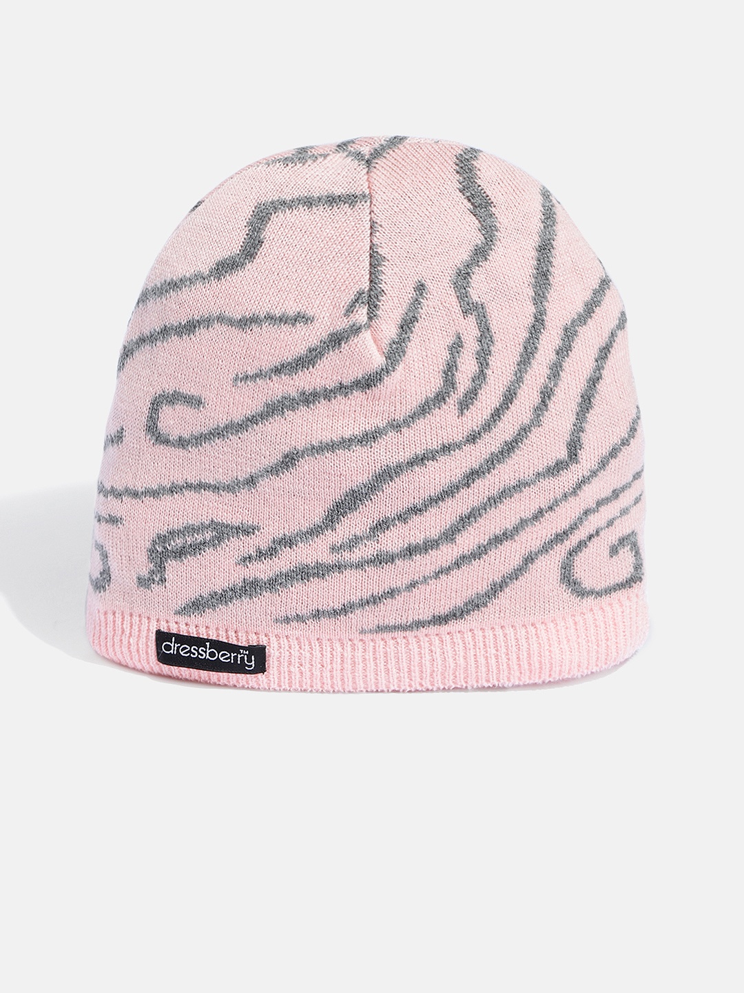 

DressBerry Women Pink & Grey Printed Beanie