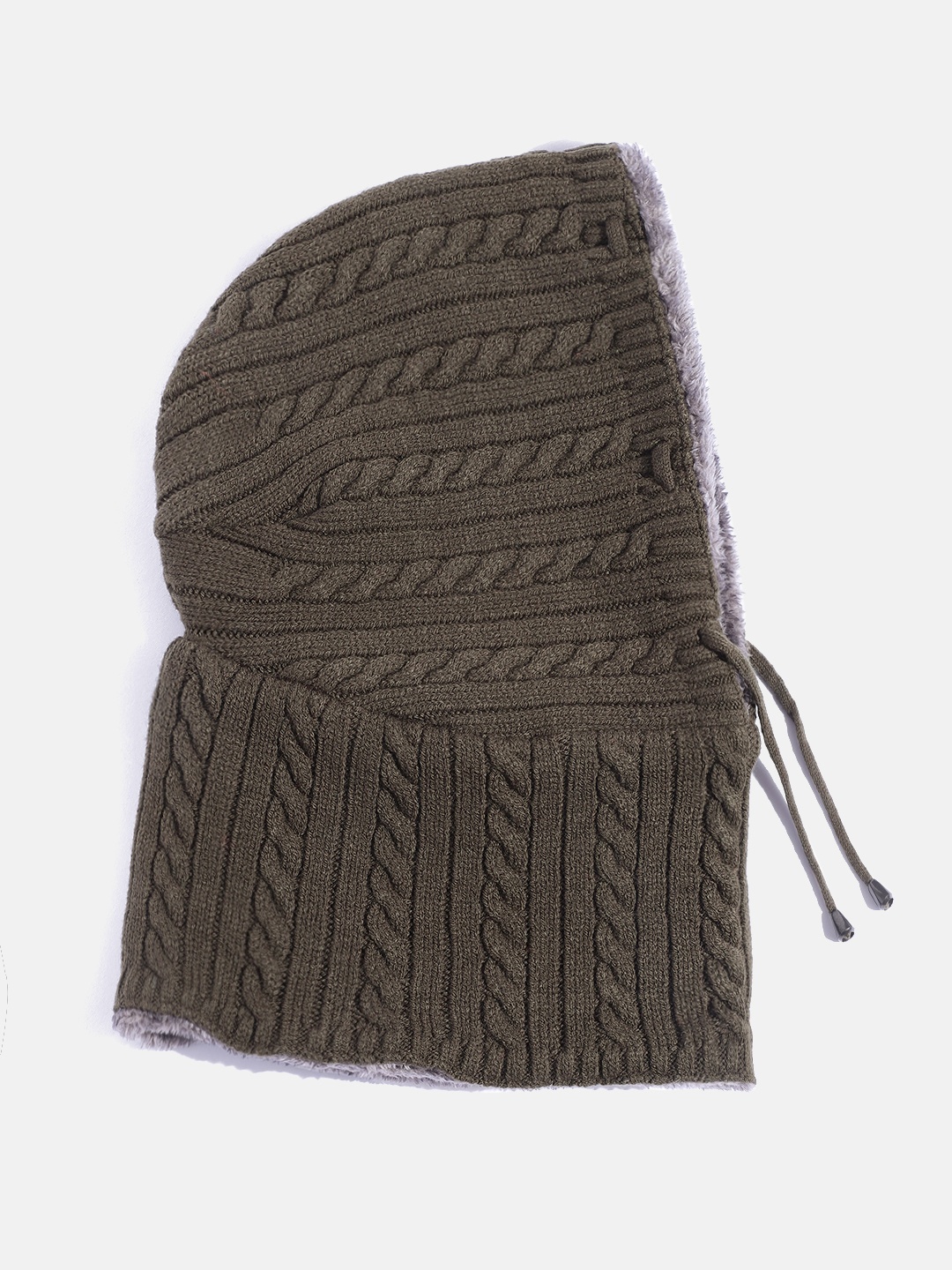 

Roadster Unisex Olive Green Self Design Beanie