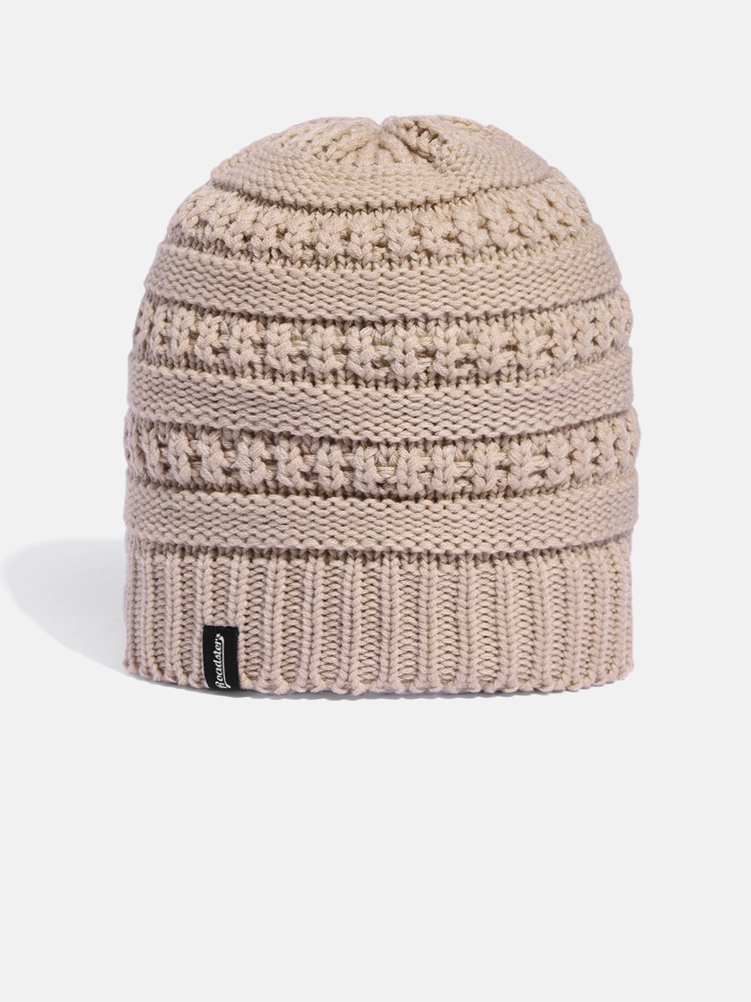 

Roadster Unisex Beige Acrylic Self-Design Beanie