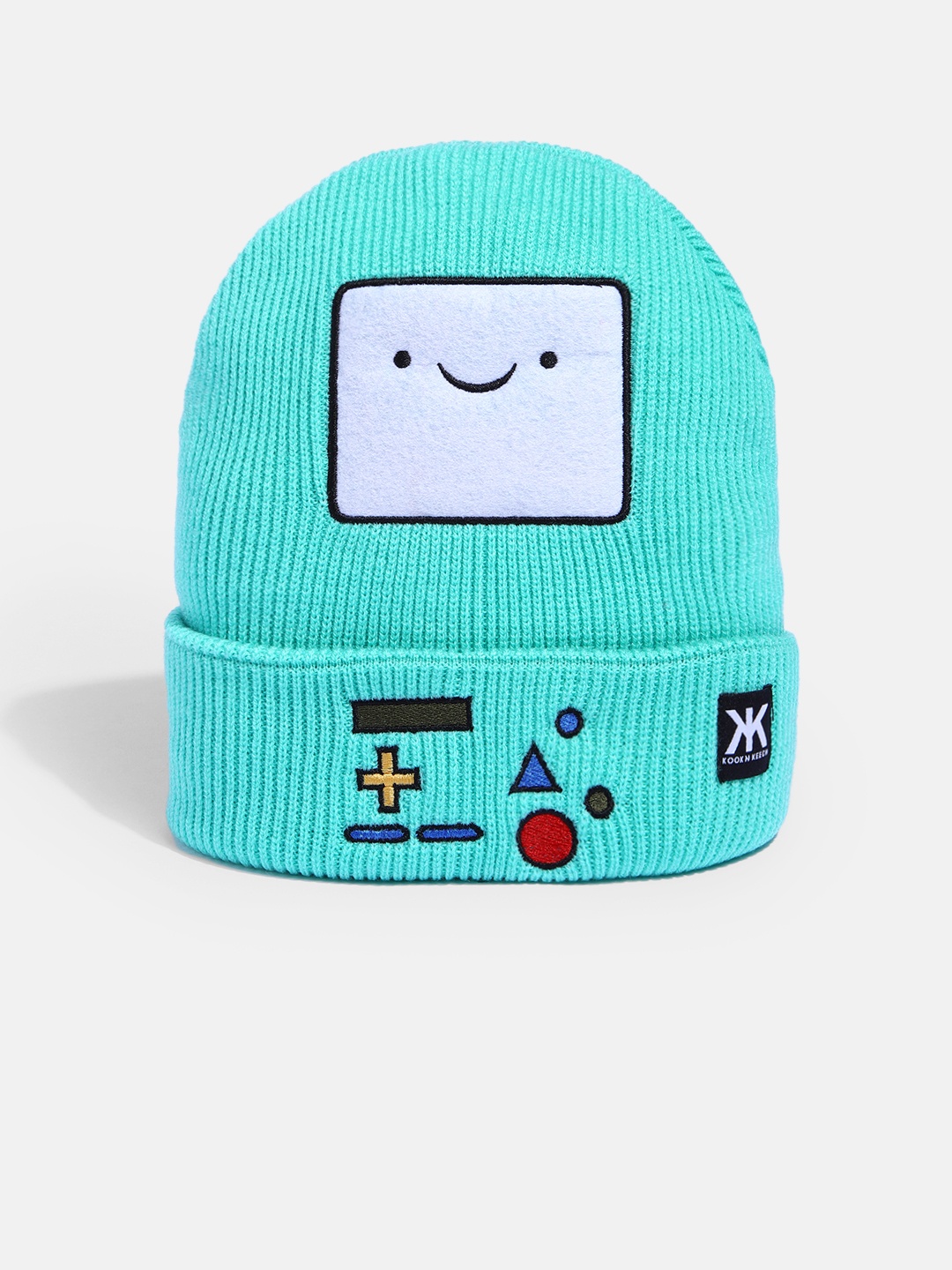 

Kook N Keech Unisex Turquoise Blue Embroidered Applique Beanie
