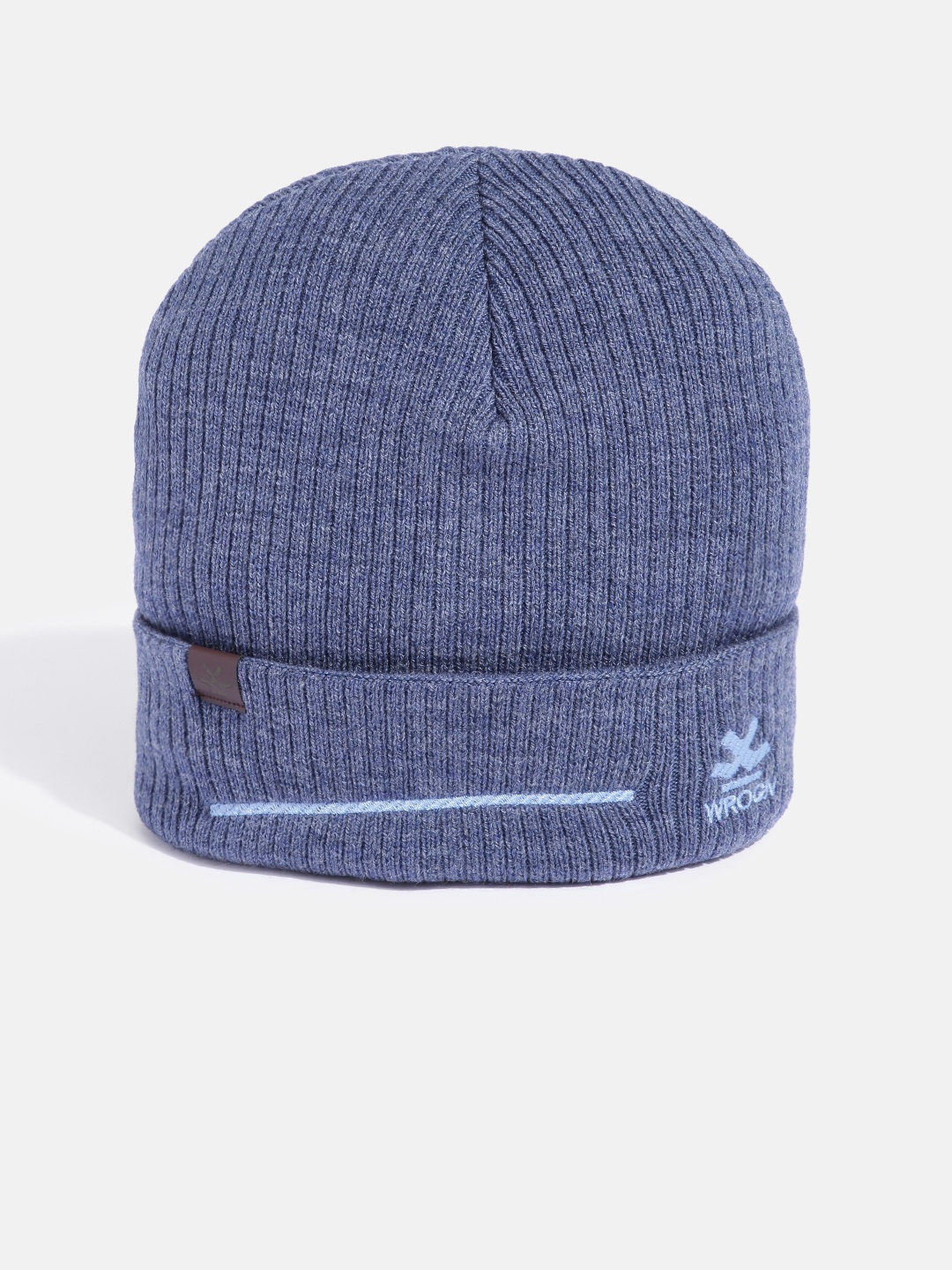 

WROGN Unisex Blue Brand Logo Embroidered Beanie
