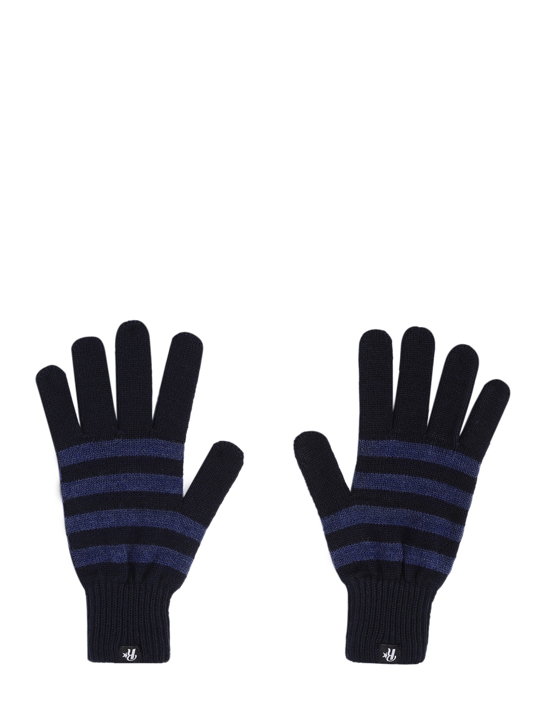 

Roadster Men Navy Blue Striped Winter Hand Gloves