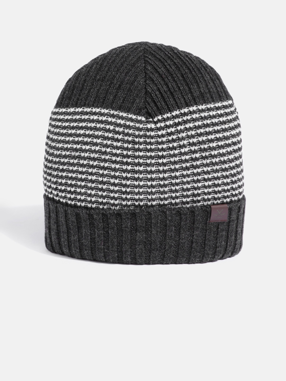 

WROGN Unisex Grey & White Striped Beanie