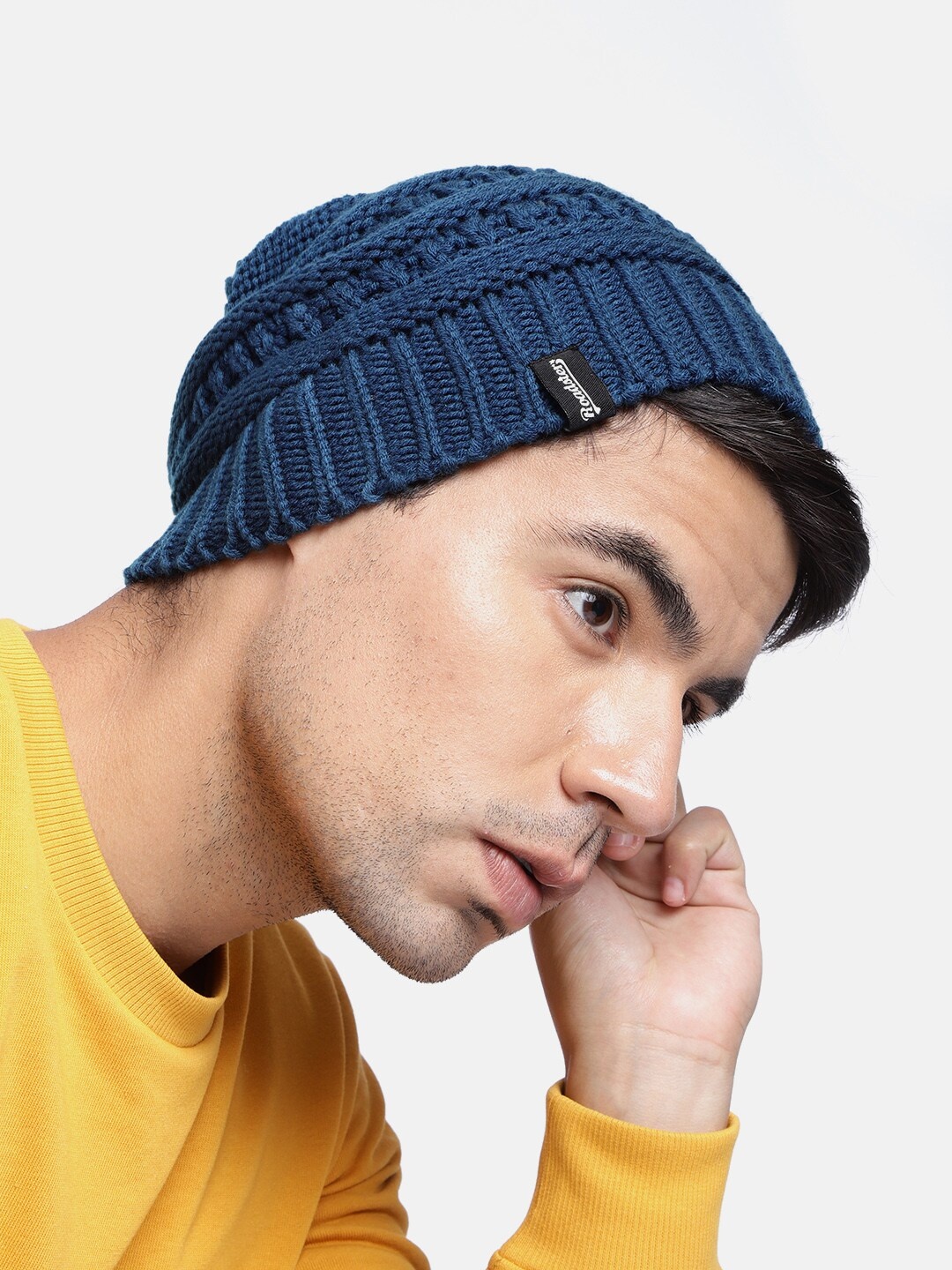 

Roadster Unisex Blue Self Design Beanie