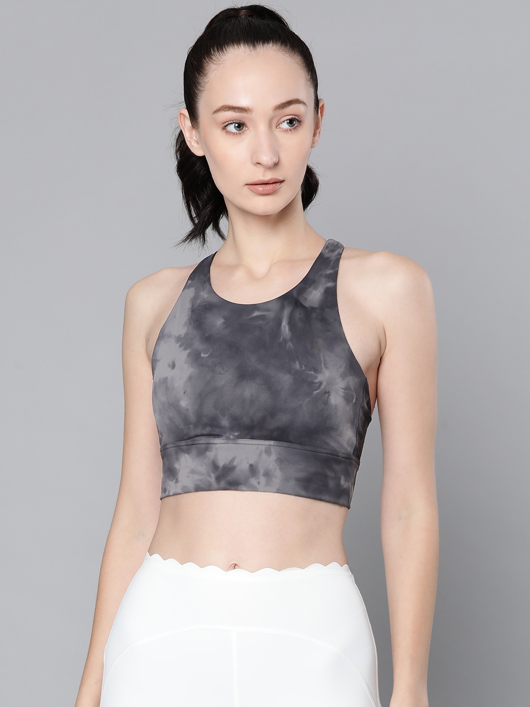 

Fitkin Grey Abstract Workout Bra - Lightly Padded