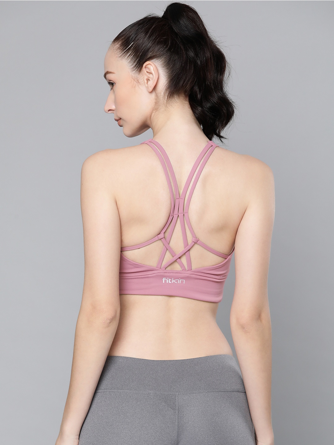 

Fitkin Mauve Workout Bra - Lightly Padded