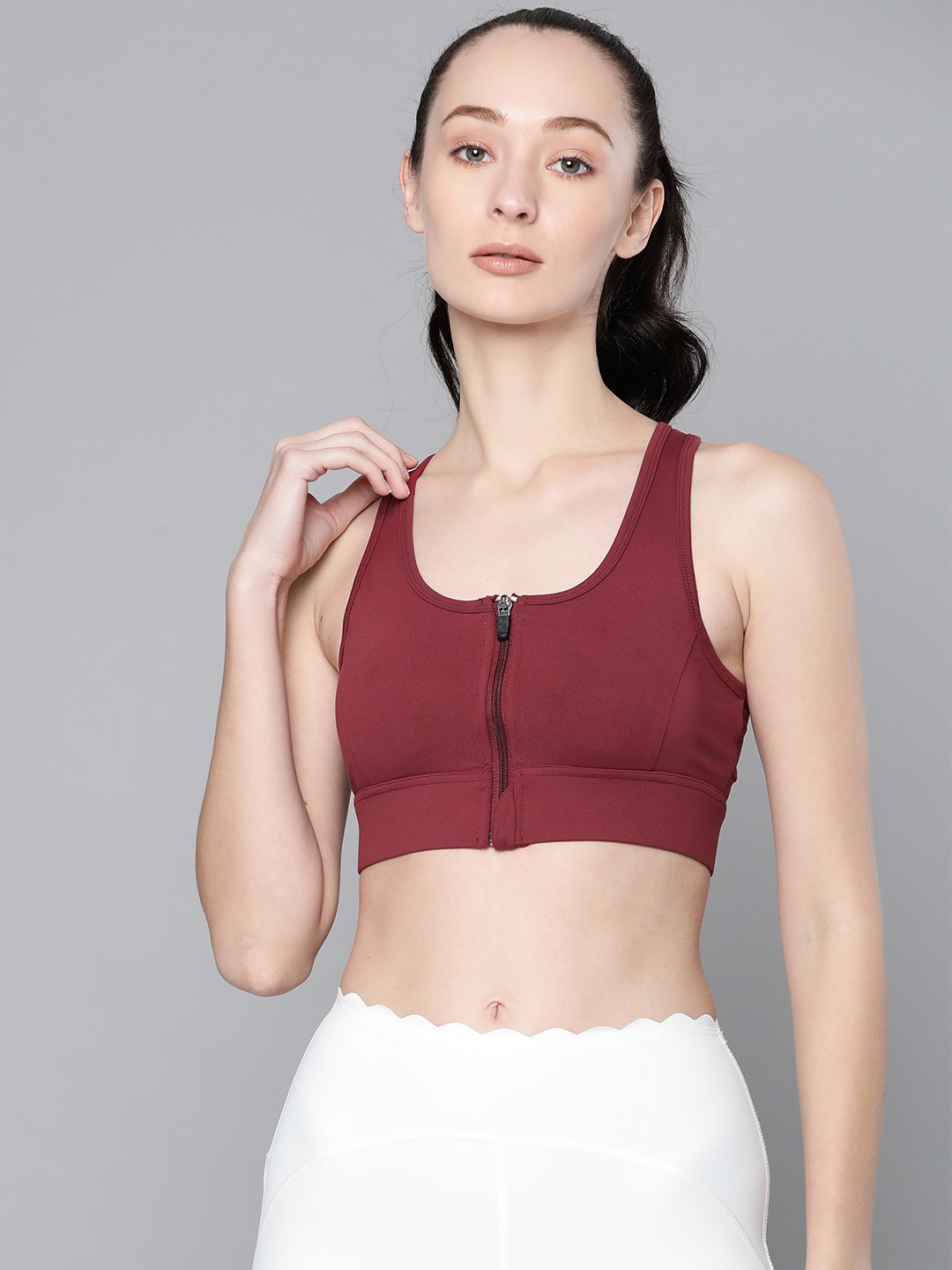 

Fitkin Maroon Workout Bra - Lightly Padded