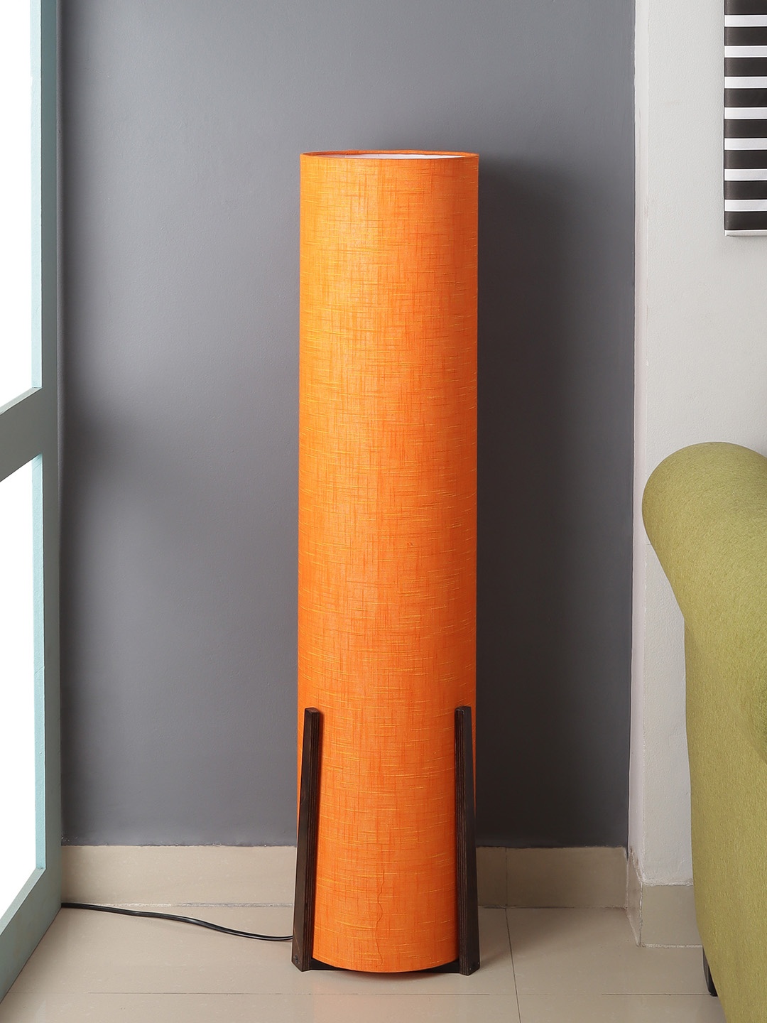 

SANDED EDGE Brown & Orange Contemporary Column Lamp with Shade