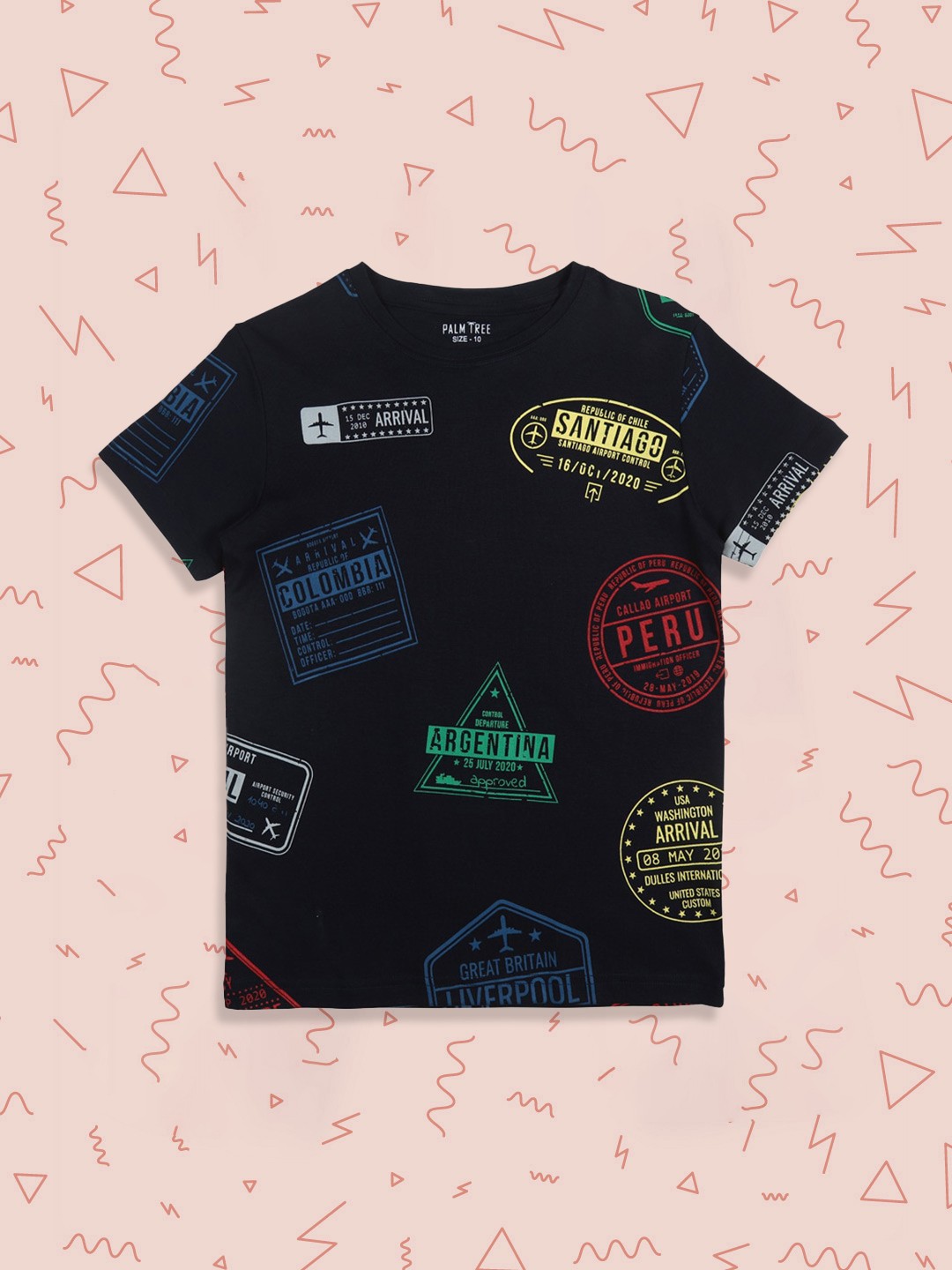 

Gini and Jony Boys Navy Blue Typography Printed Pure Cotton T-shirt