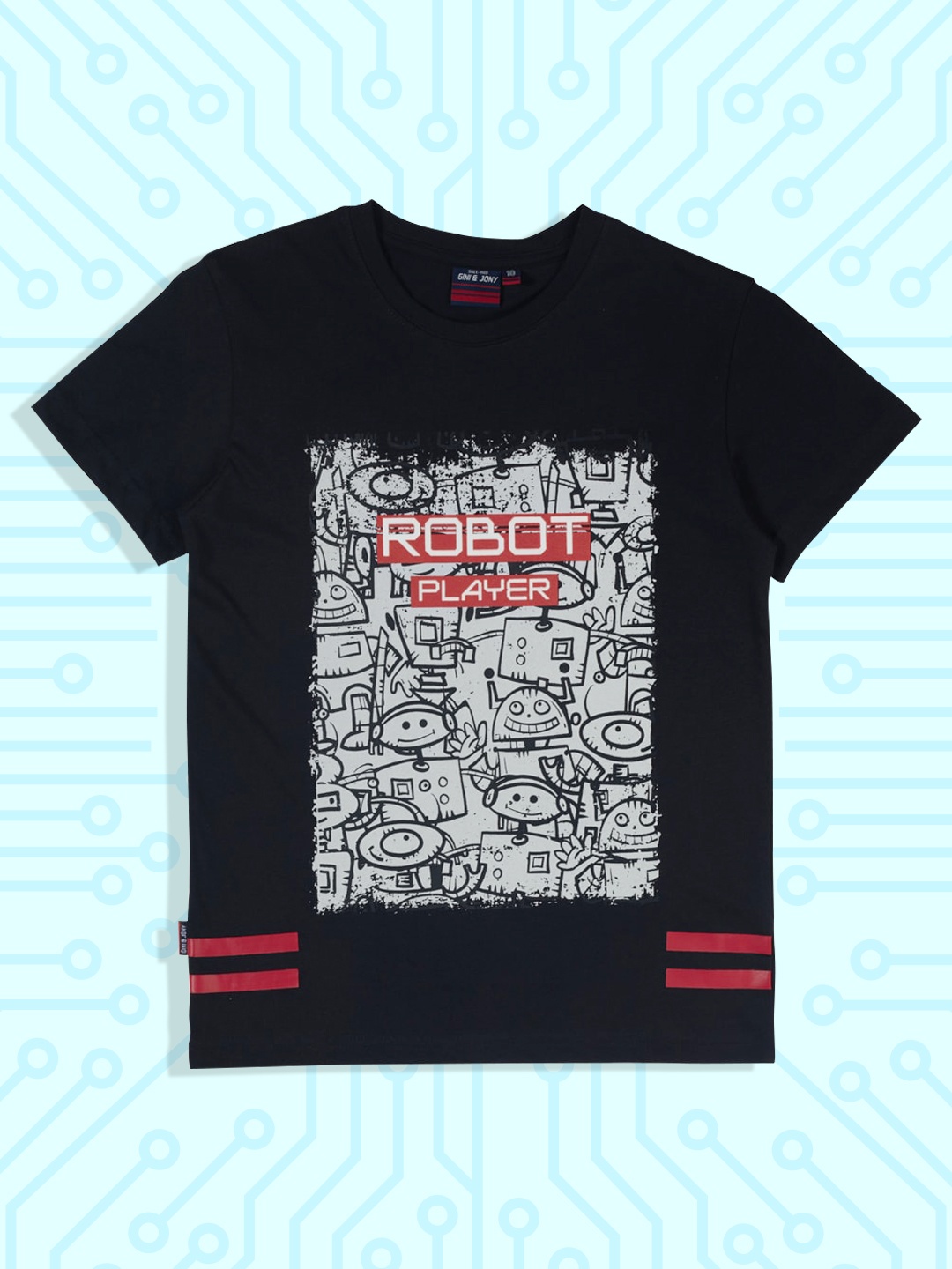 

Gini and Jony Boys Black Printed T-shirt