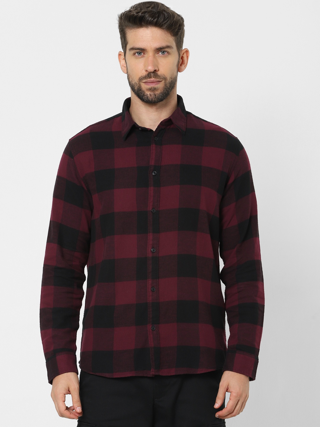 

SELECTED Men Red & Black Buffalo Checked Opaque Casual Shirt
