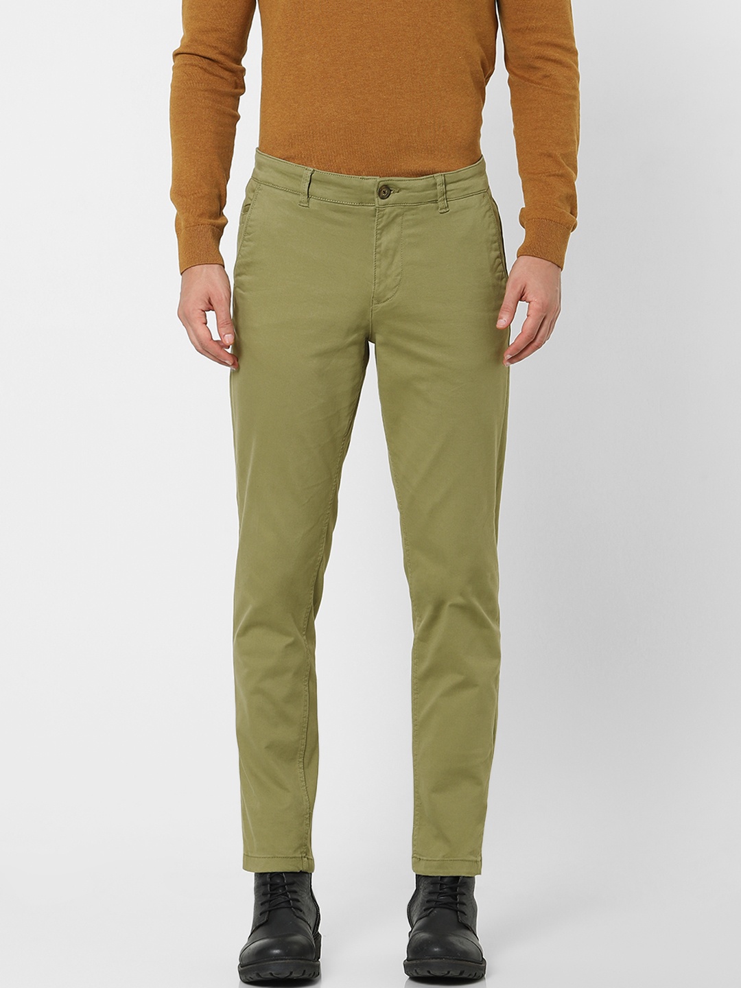 

SELECTED Men Olive Green Straight Fit Chinos
