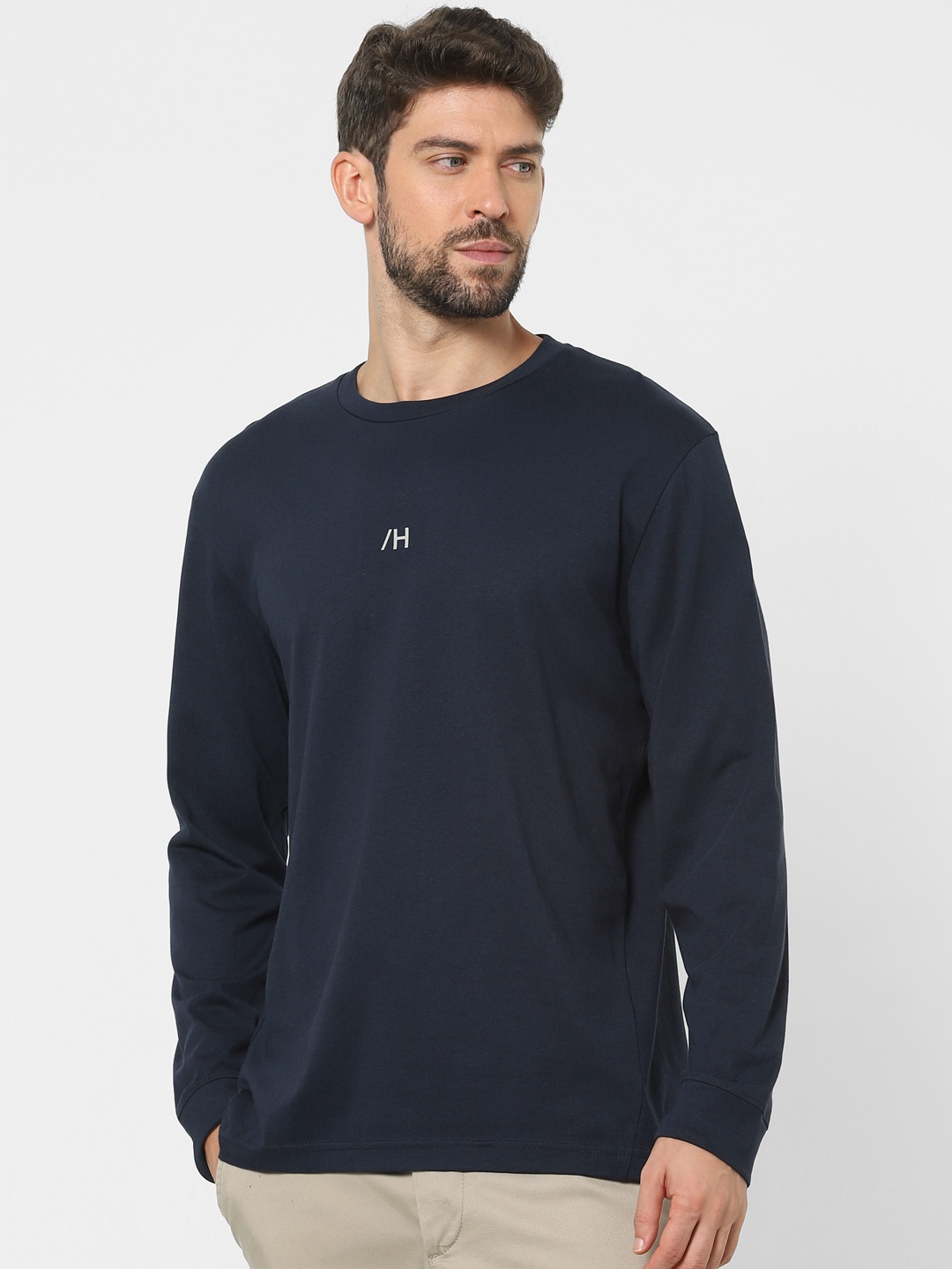 

SELECTED Men Navy Blue Print Detail T-shirt