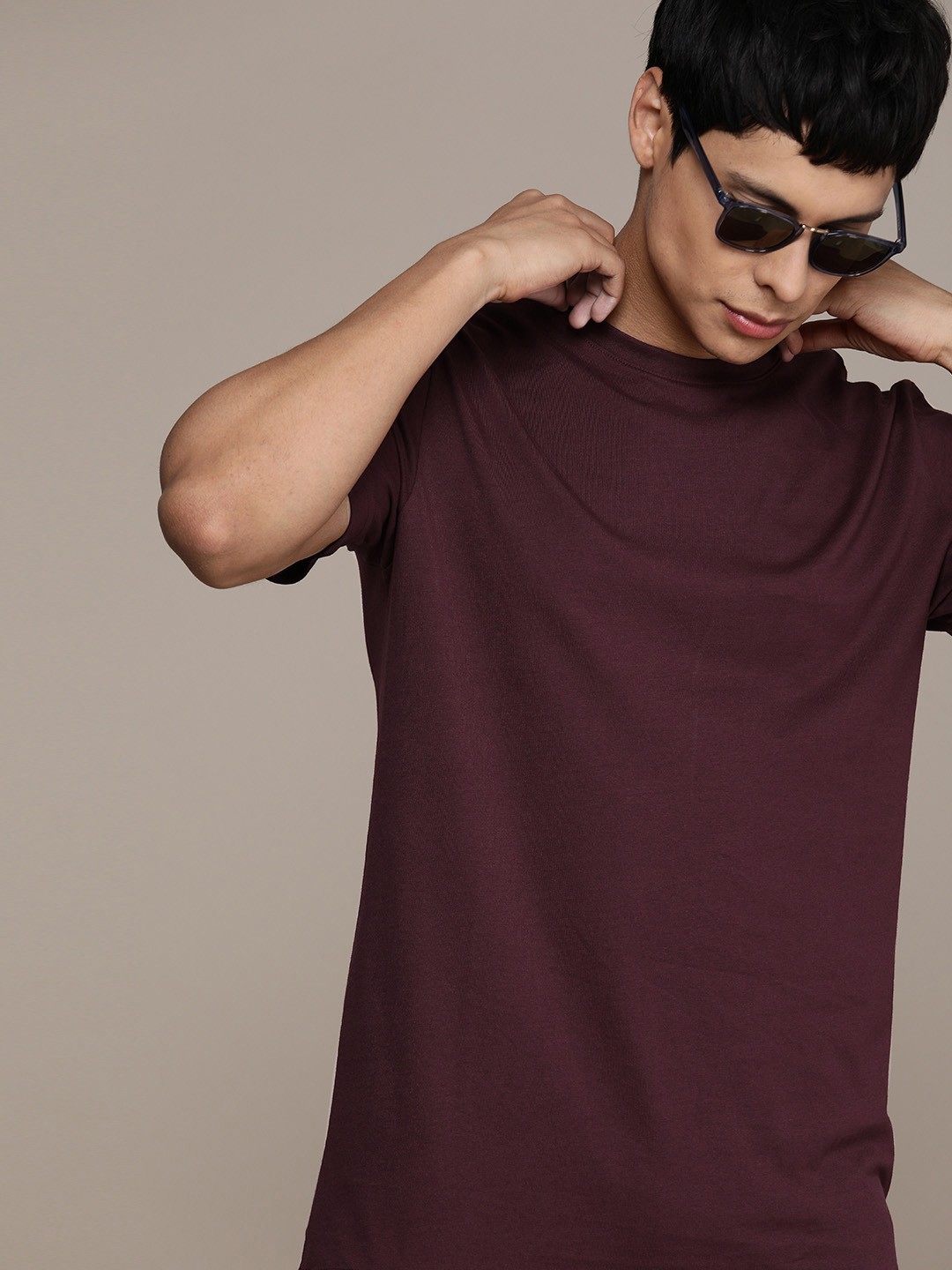 

SELECTED Men Maroon Organic Cotton Pure Cotton T-shirt
