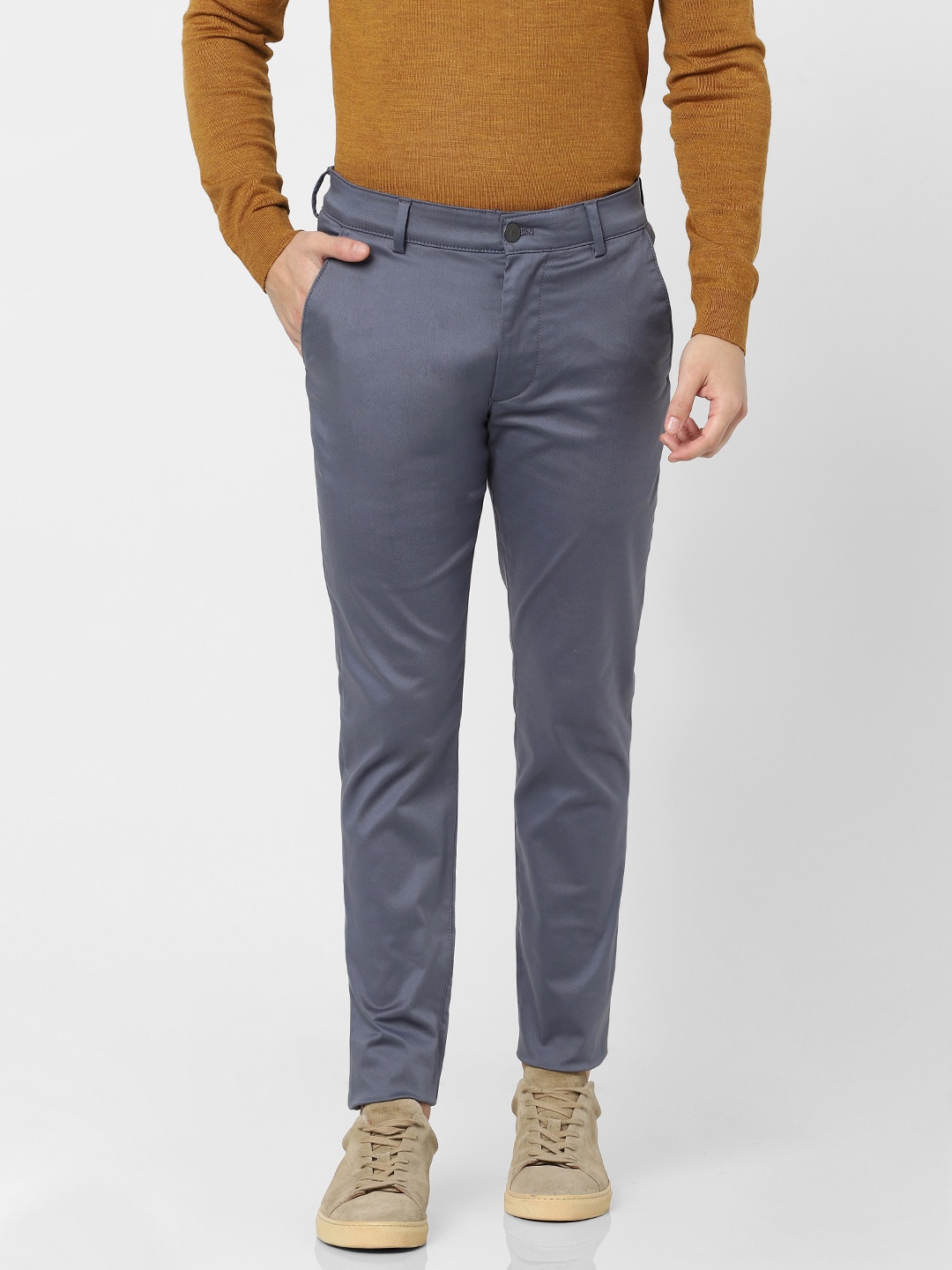 

SELECTED Men Grey Slim Fit Chinos Trousers