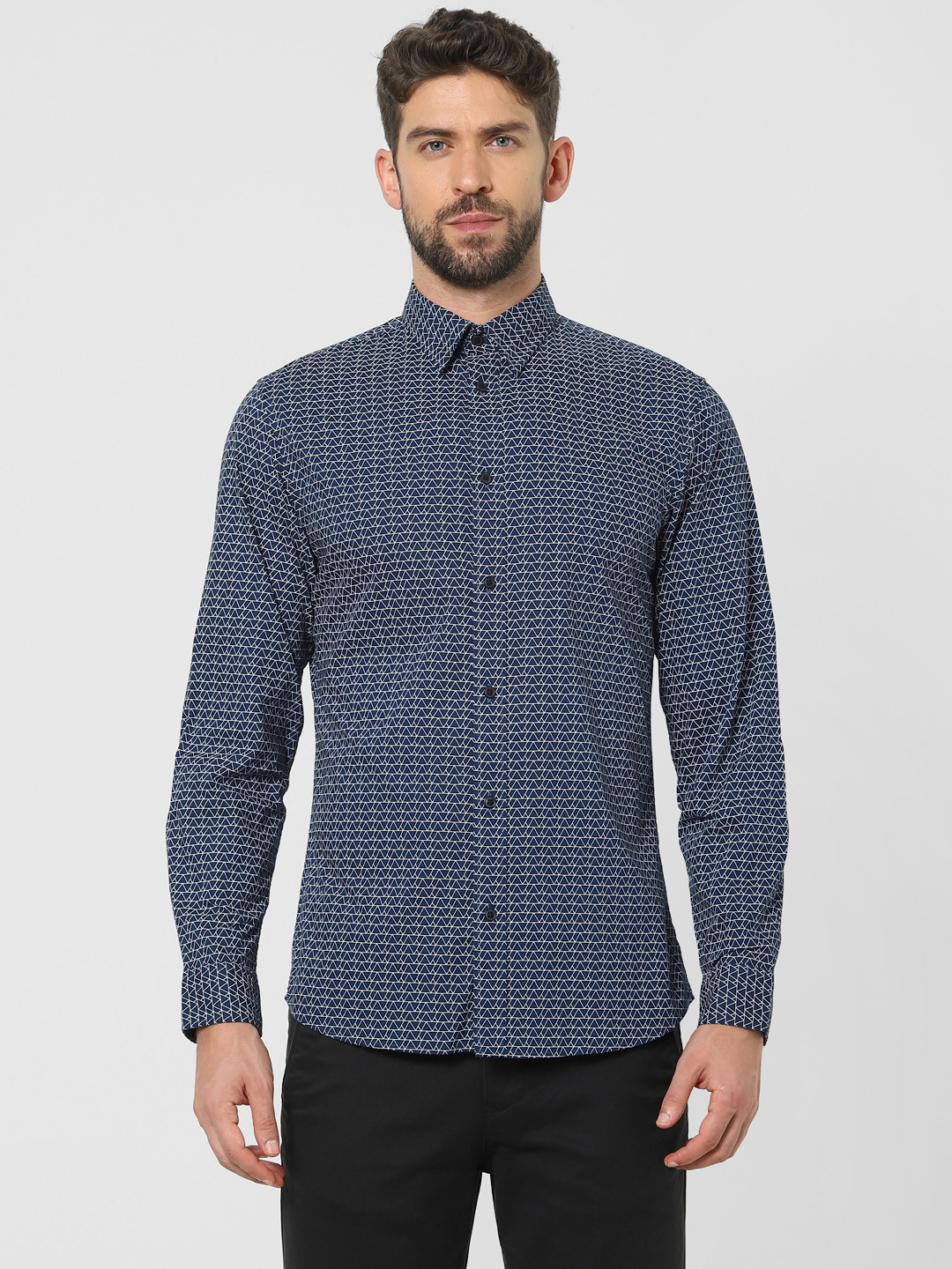 

SELECTED Men Blue Slim Fit Opaque Printed Casual Shirt