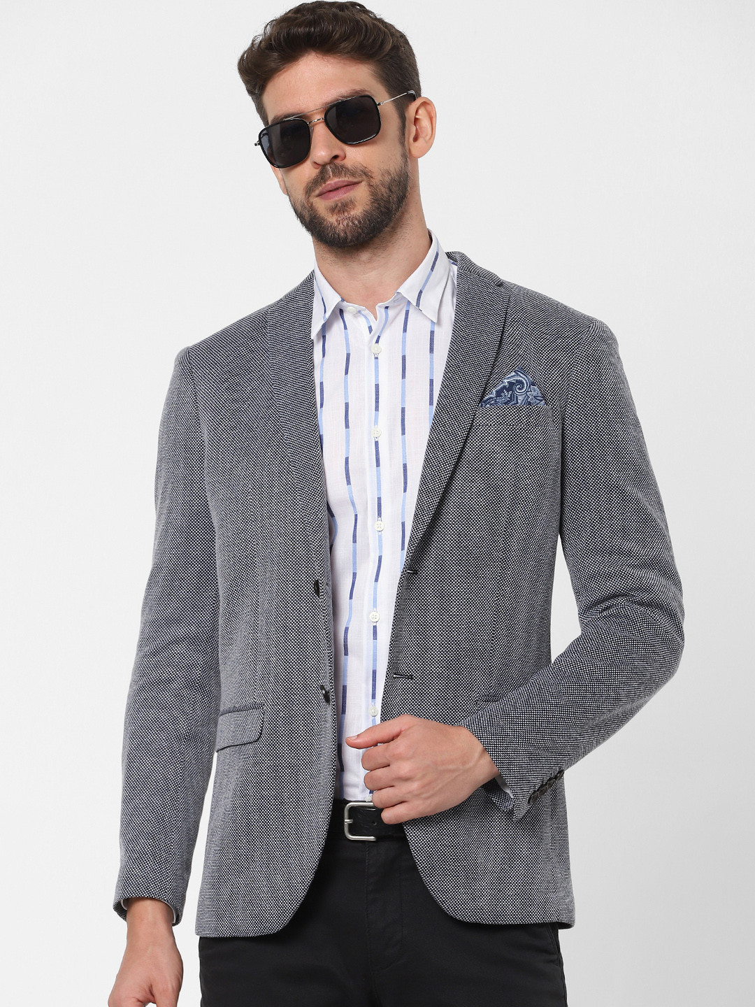 

SELECTED Men White Slim Fit Opaque Striped Casual Shirt
