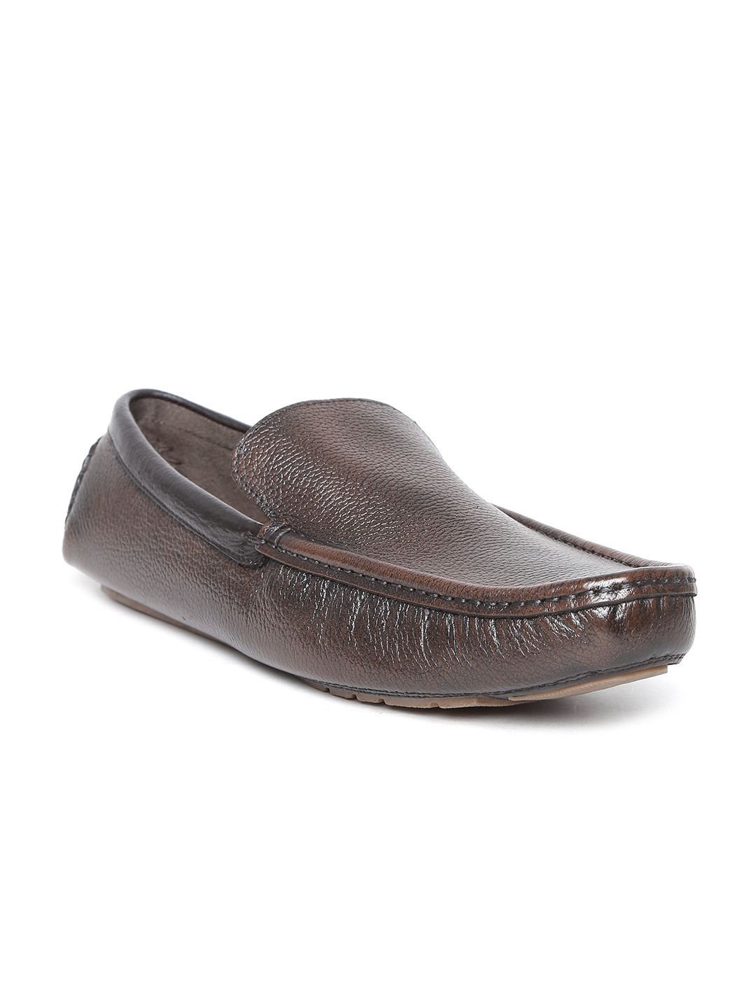 

San Frissco Men Brown Solid Leather Driving Shoes