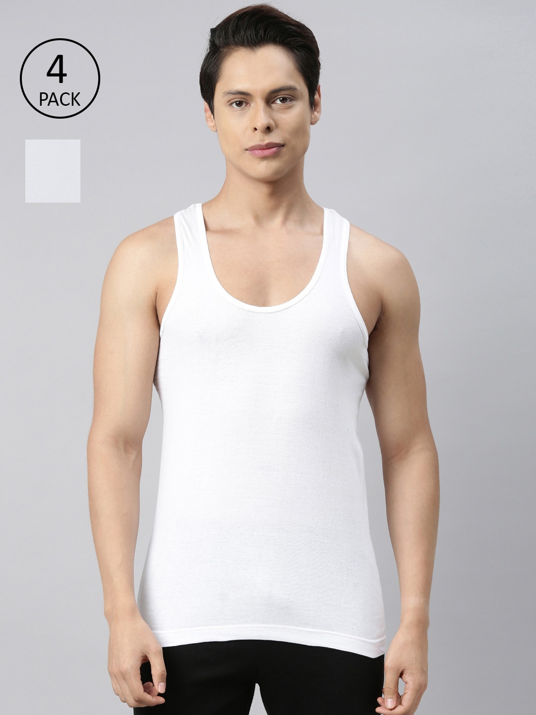 

VIP Men Pack of 4 White Innerwear Vest