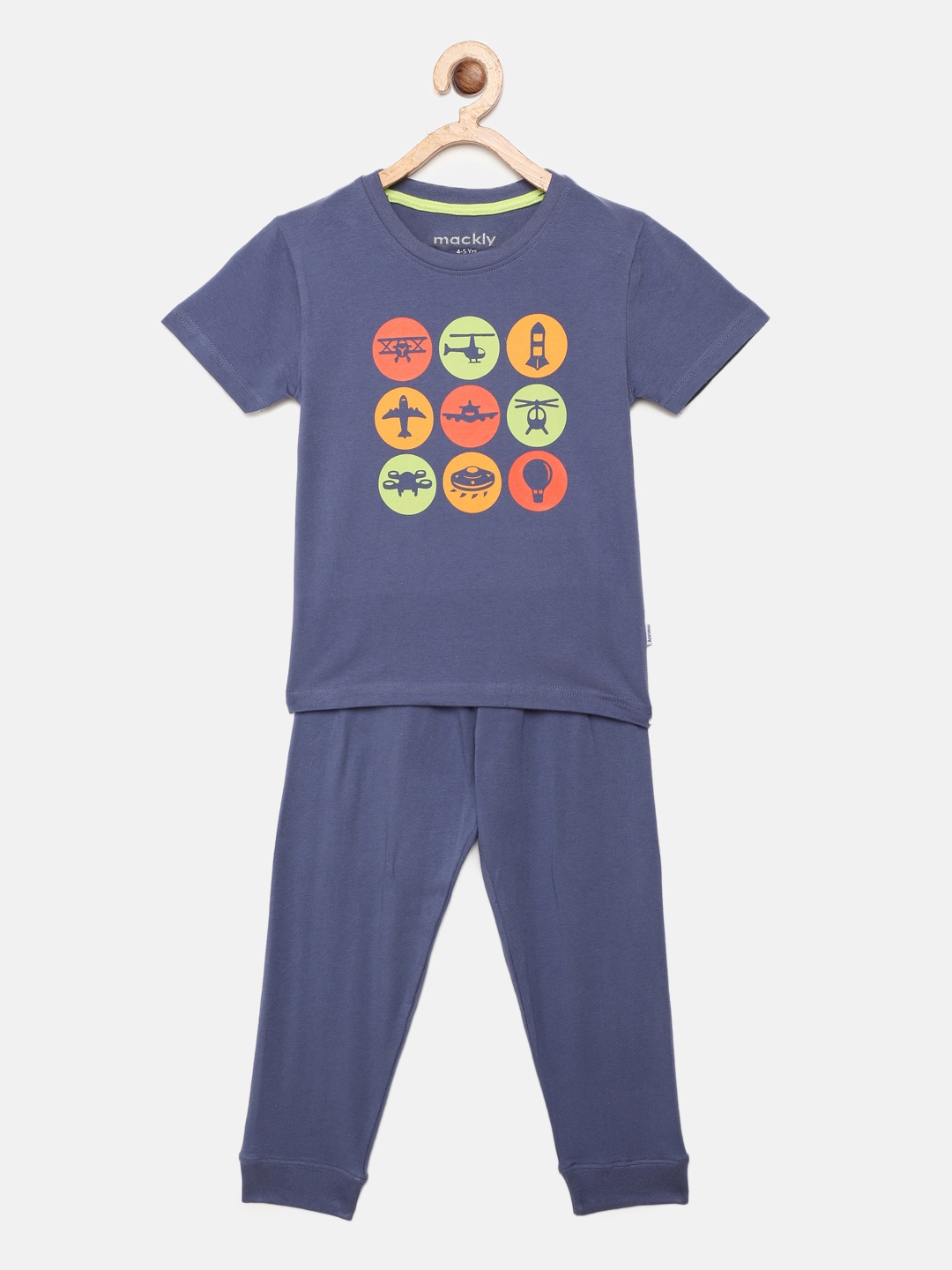 

mackly Boys Blue & Yellow Printed Night suit