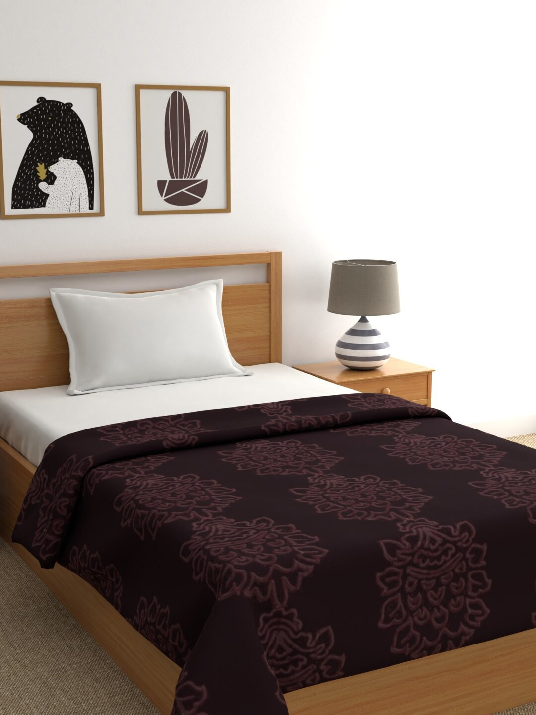

Raymond Home Brown Ethnic Motifs Mild Winter 450 GSM Single Bed Blanket