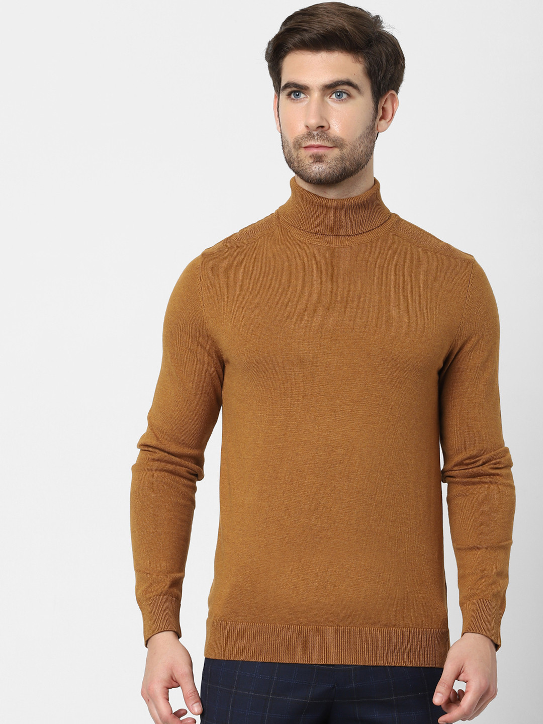

SELECTED Men Orange Pullover Turtle Neck Sweatshirt