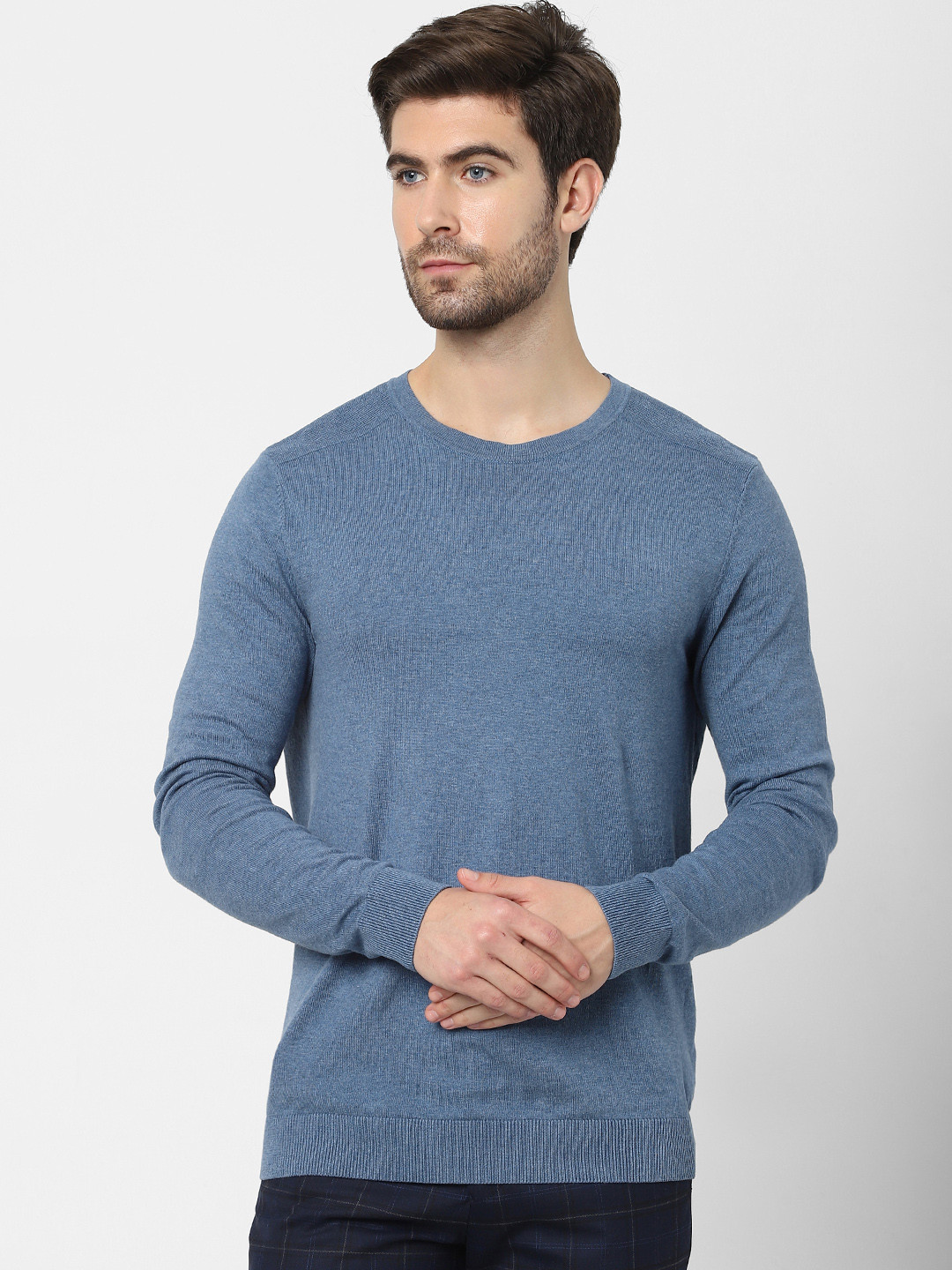 

SELECTED Men Blue Solid Pullover Sweatshirt